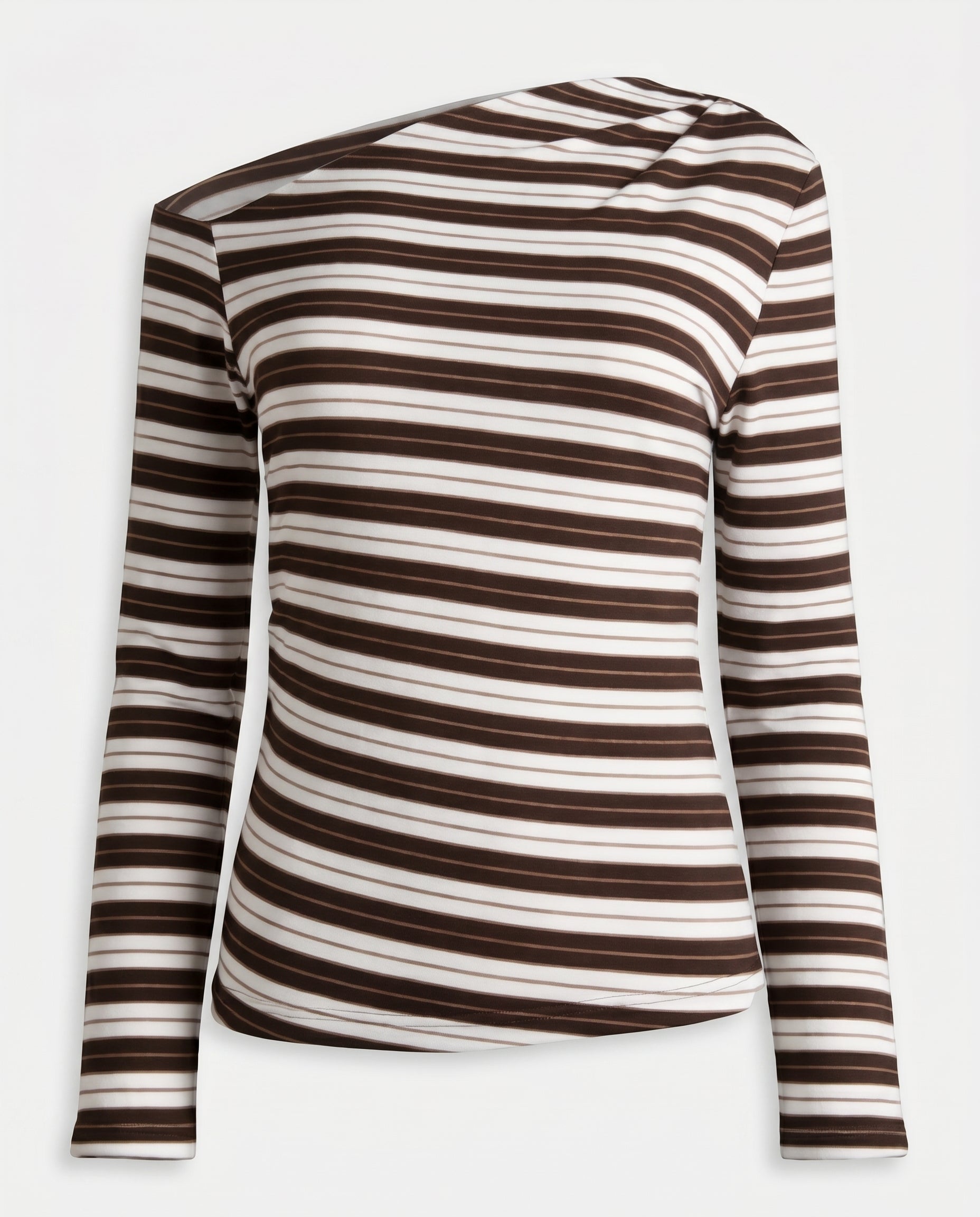 One Shoulder Striped Long Sleeve Sweater Black/White Stripes