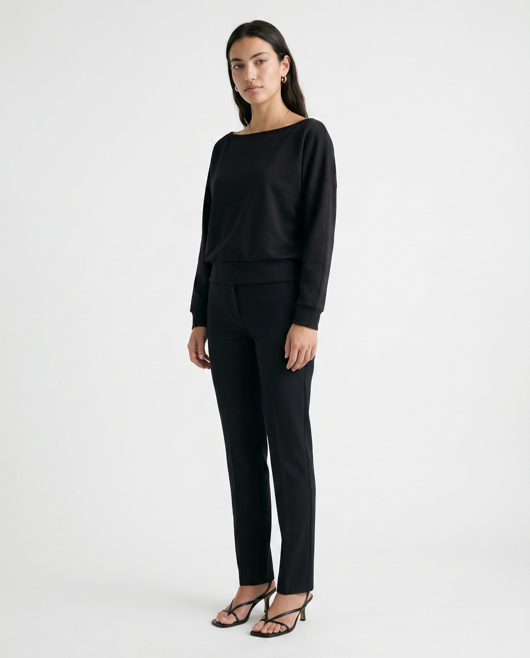 Long Sleeve Twist Hem Top Black