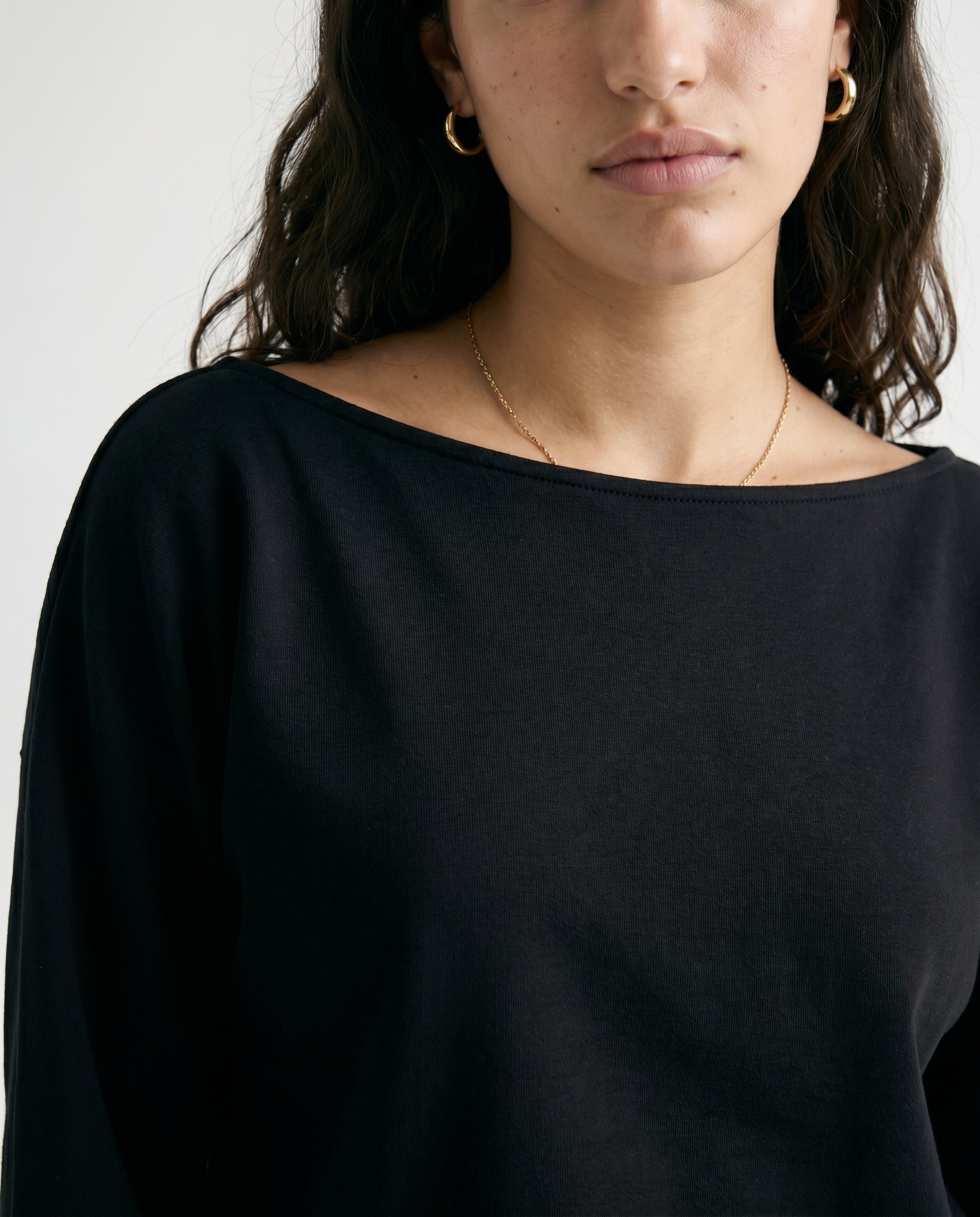 Long Sleeve Twist Hem Top Black