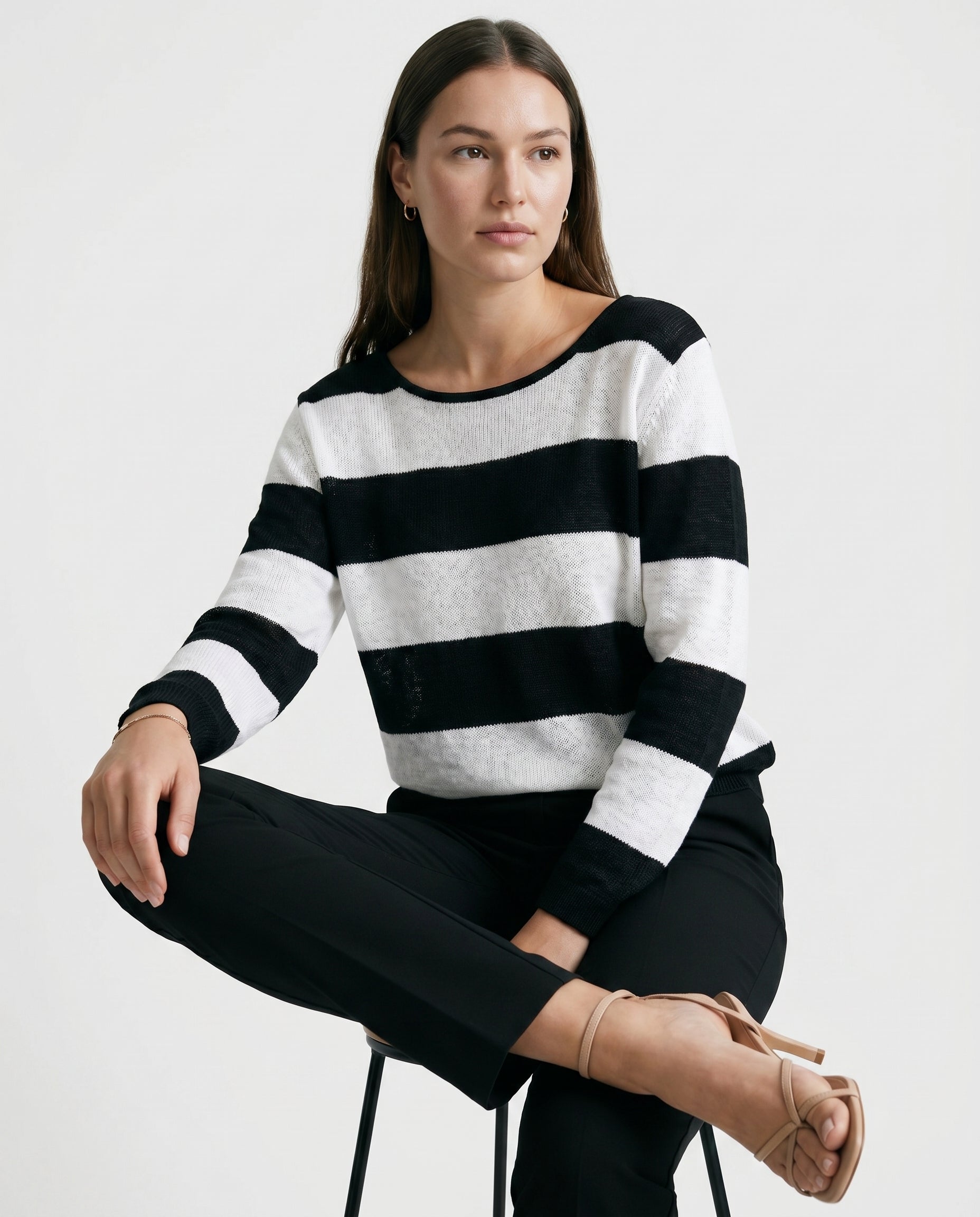 Black Stripes Knit Sweater Black/White Stripes
