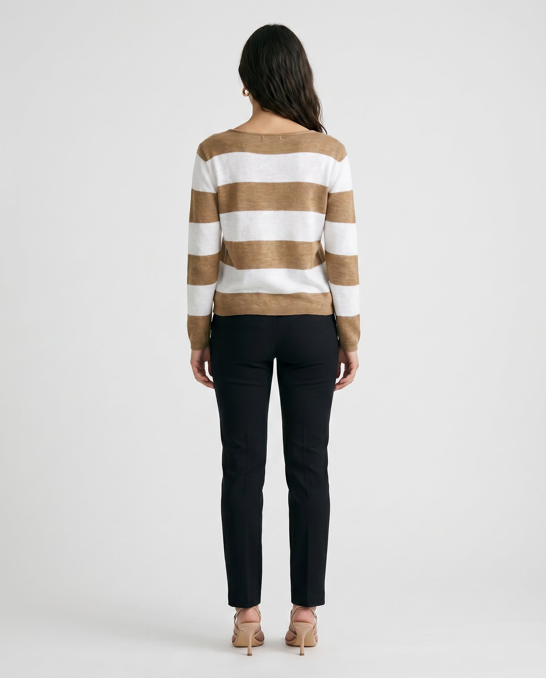 Khaki Green Striped Knit Sweater Khaki Gren Stripes