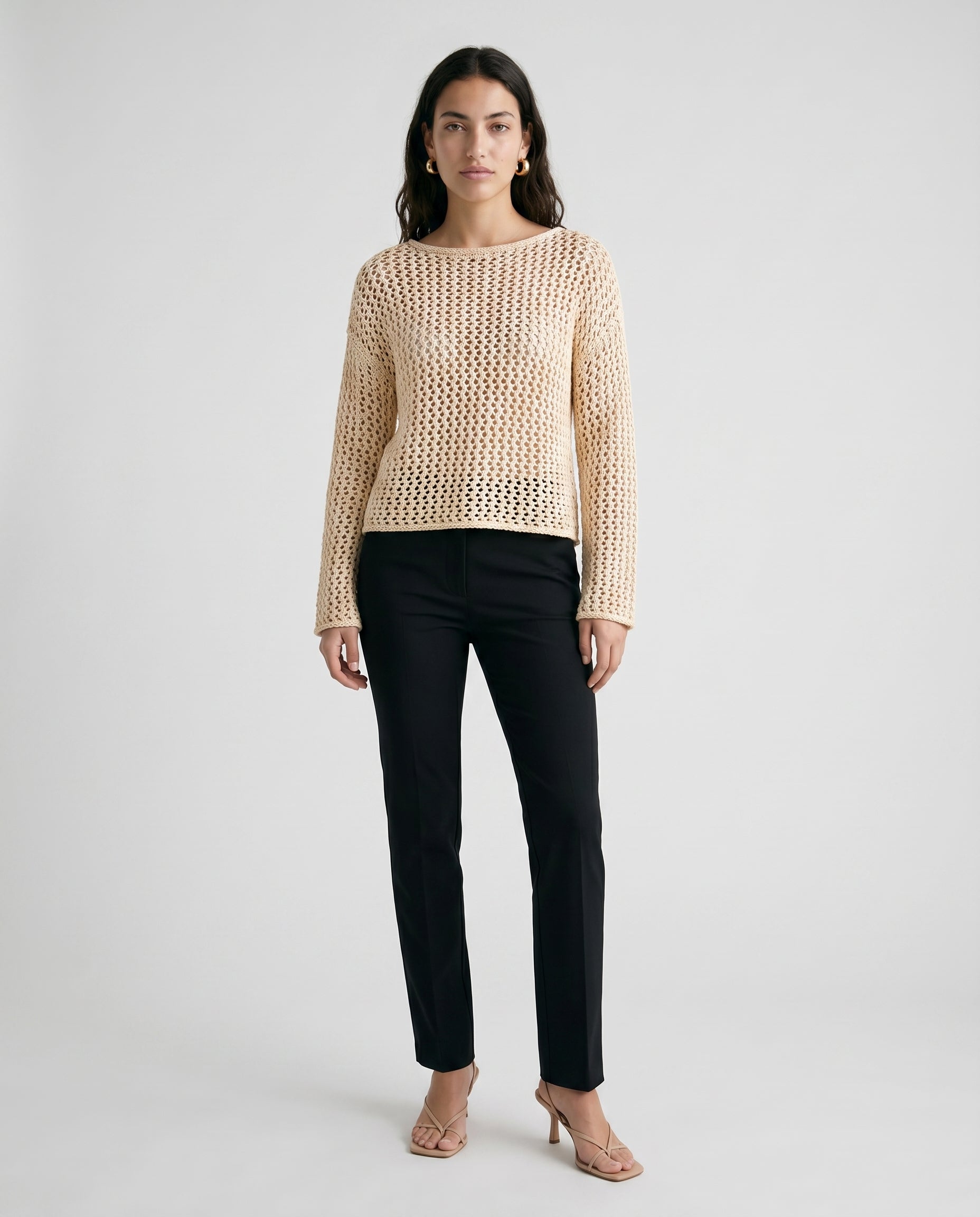 Textured Knit Sweater Beige