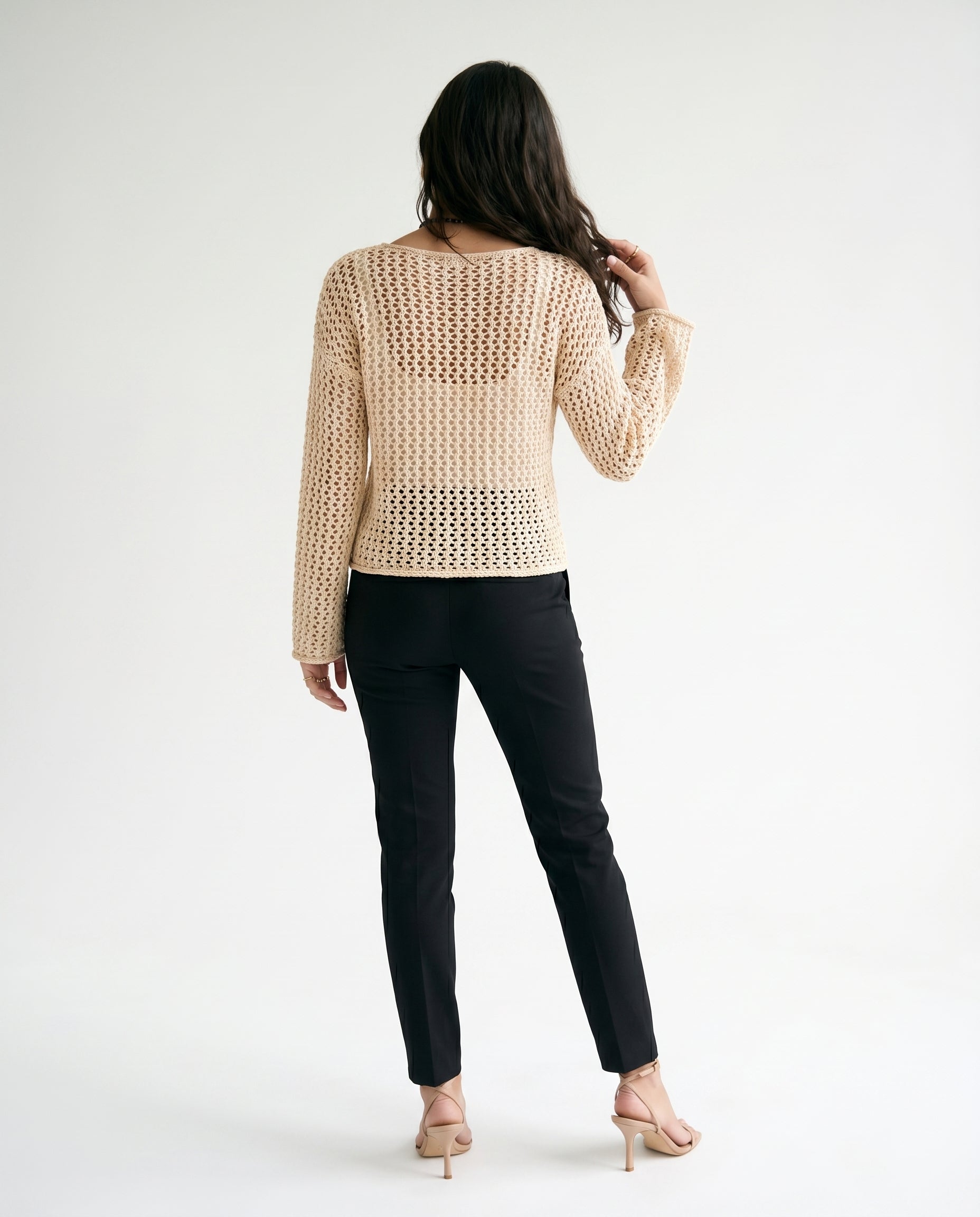 Textured Knit Sweater Beige