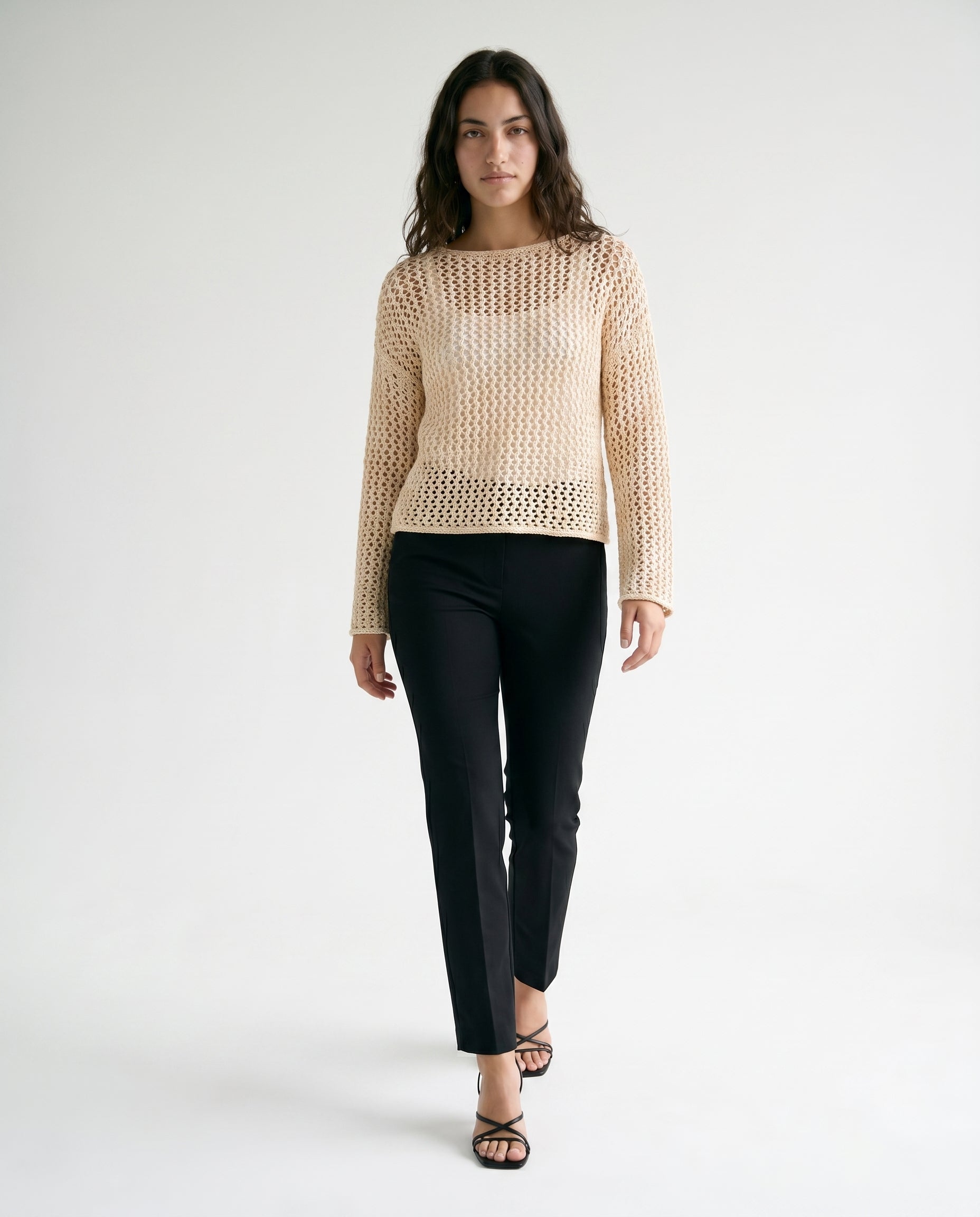Textured Knit Sweater Beige