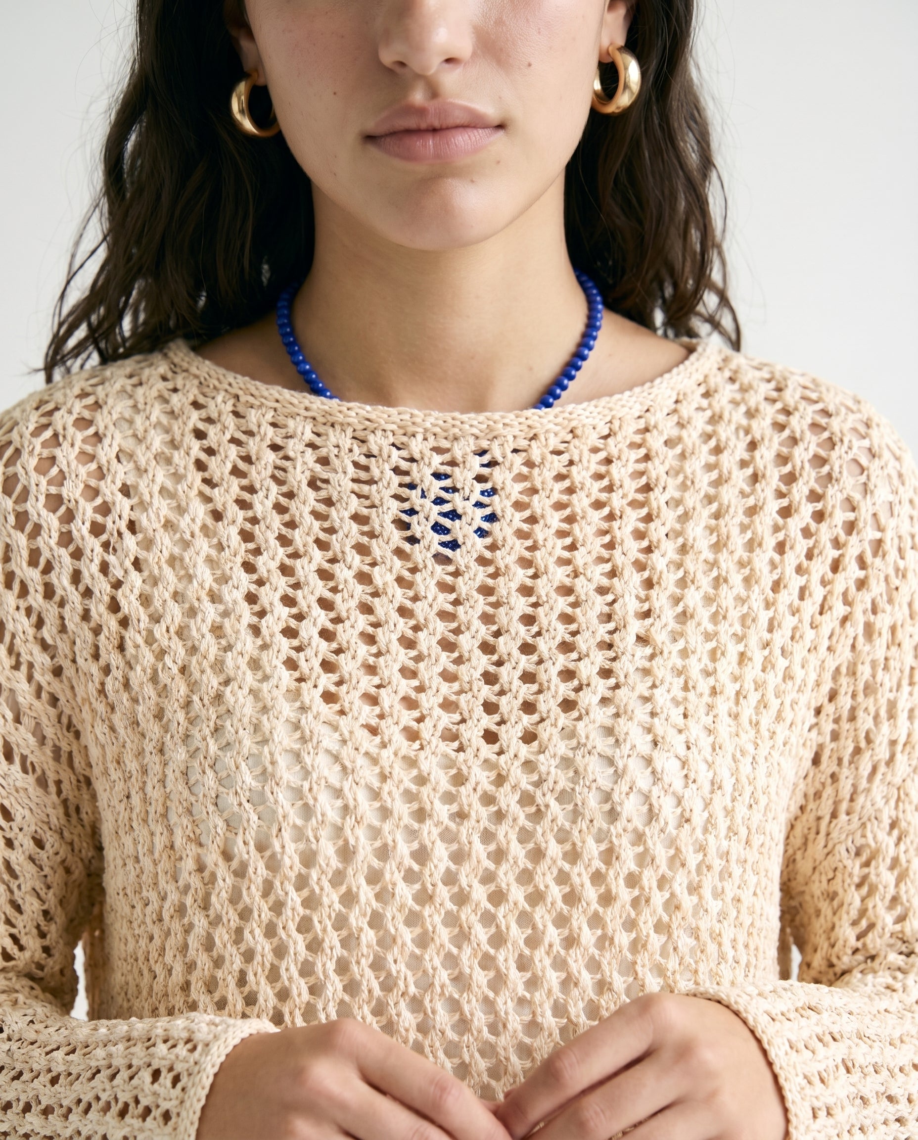 Textured Knit Sweater Beige