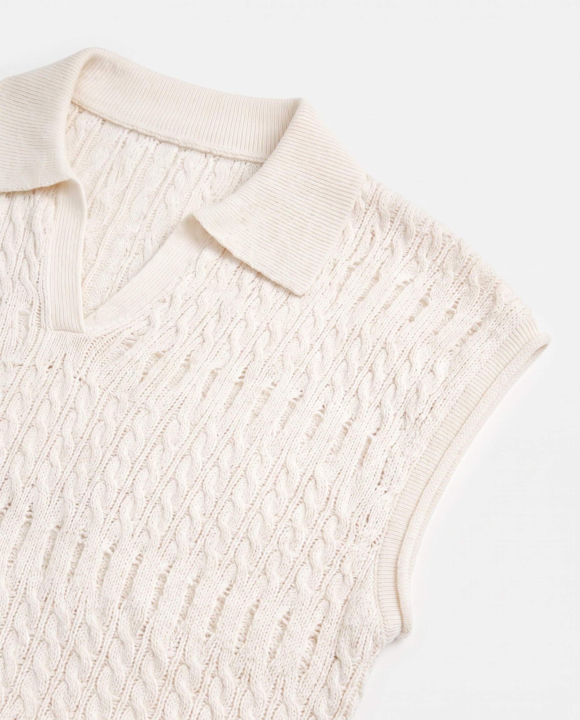 Textured Knit Sleeveless Top White