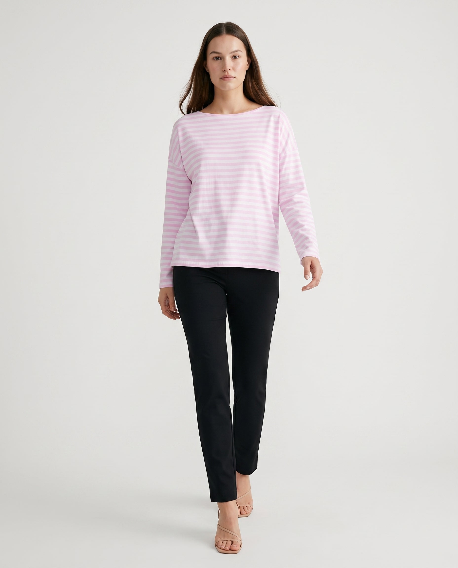 Fine Knit Top Pink Stripe