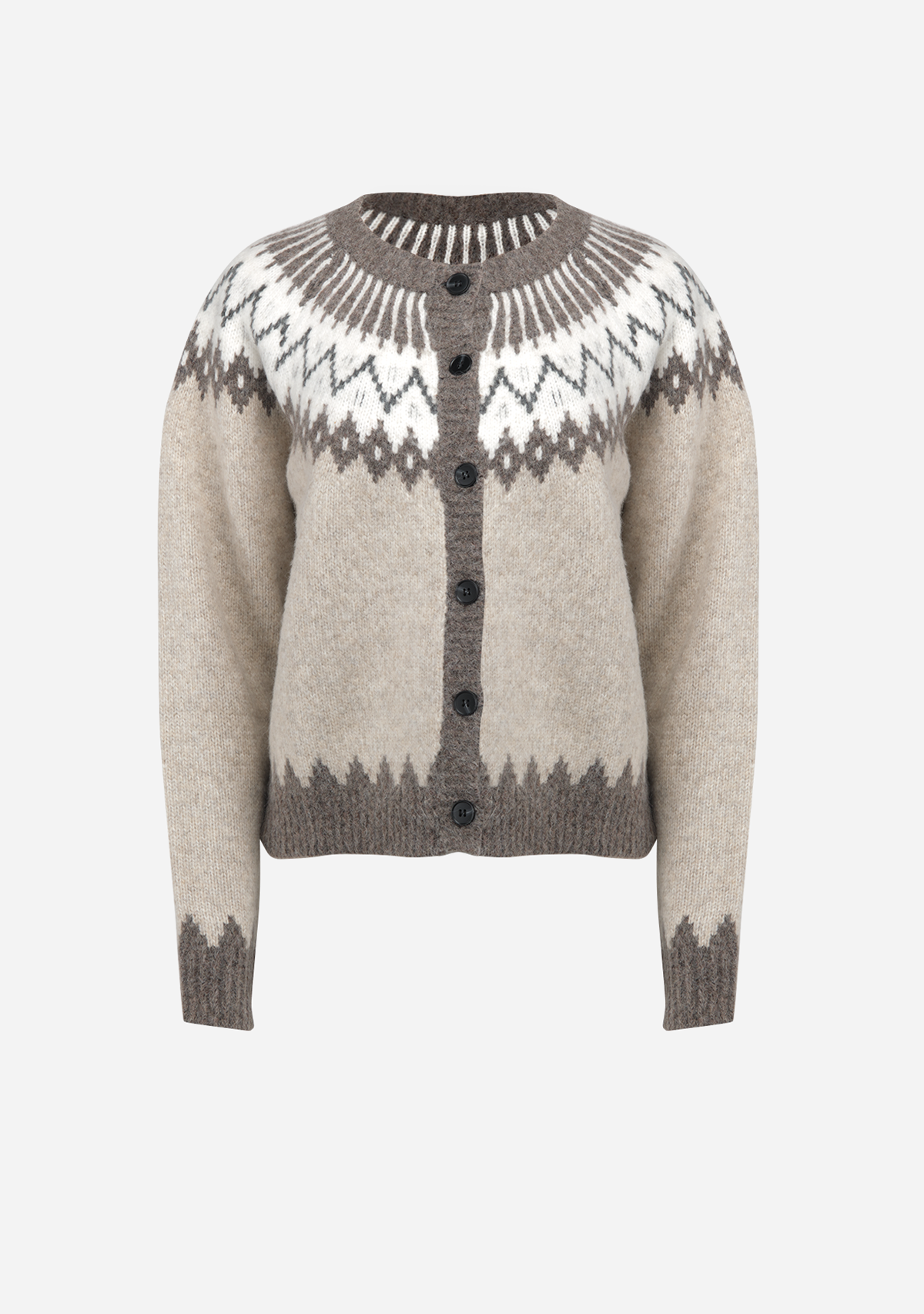 Nordic Frost Knit Cardigan Brown Multi