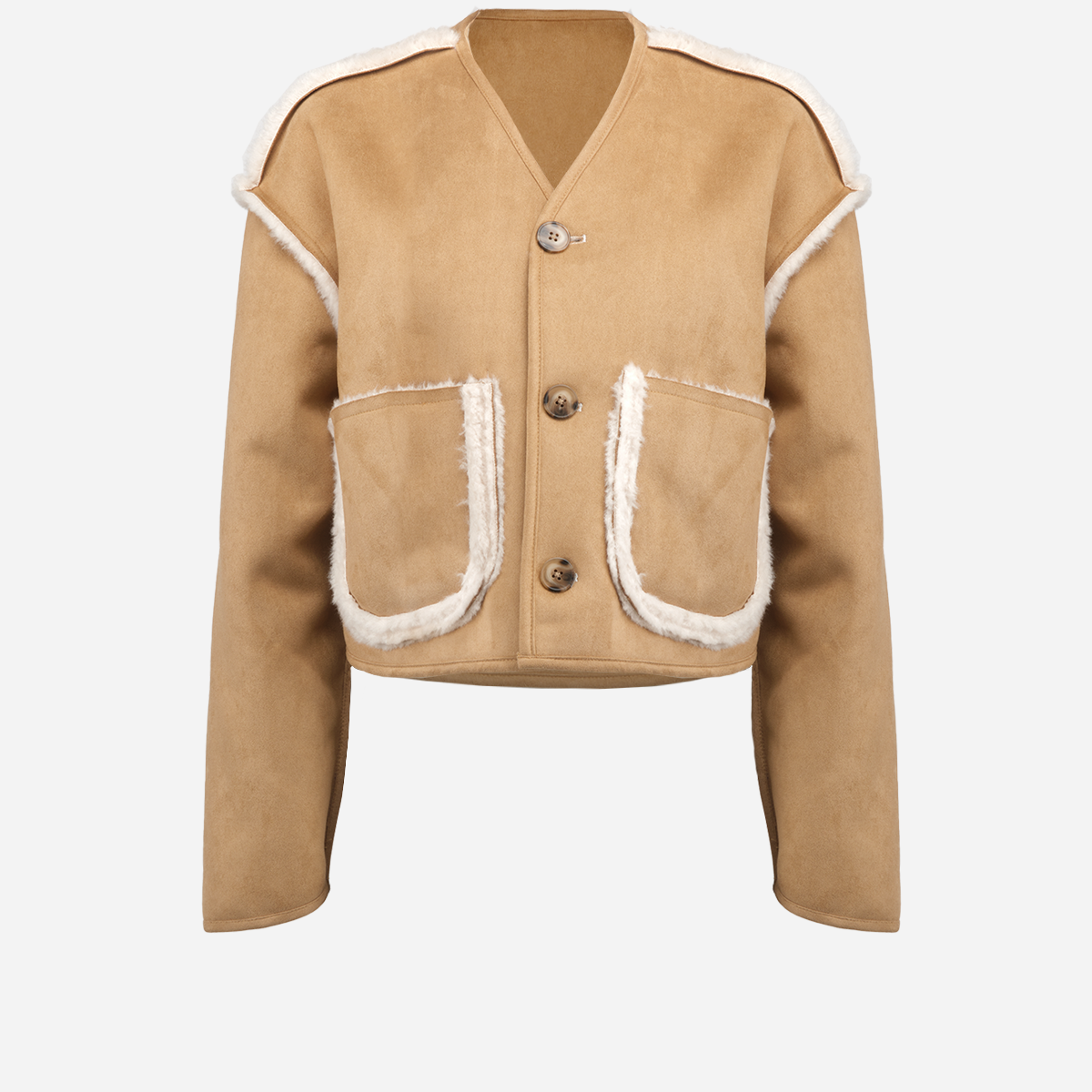 Sherpa And Suede Reversible Jacket Camel