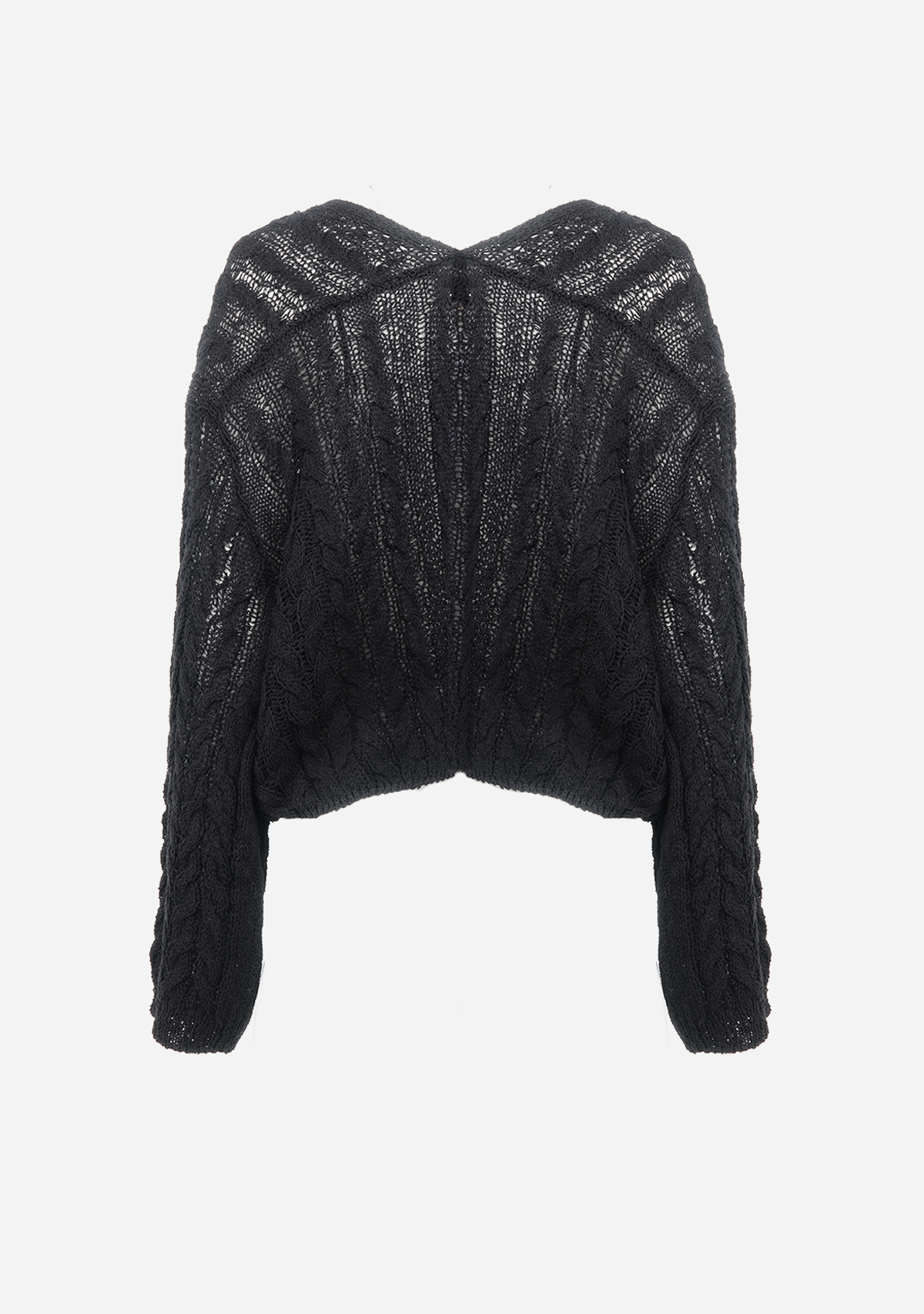 Light Weight Cable Knitted Cardigan Black