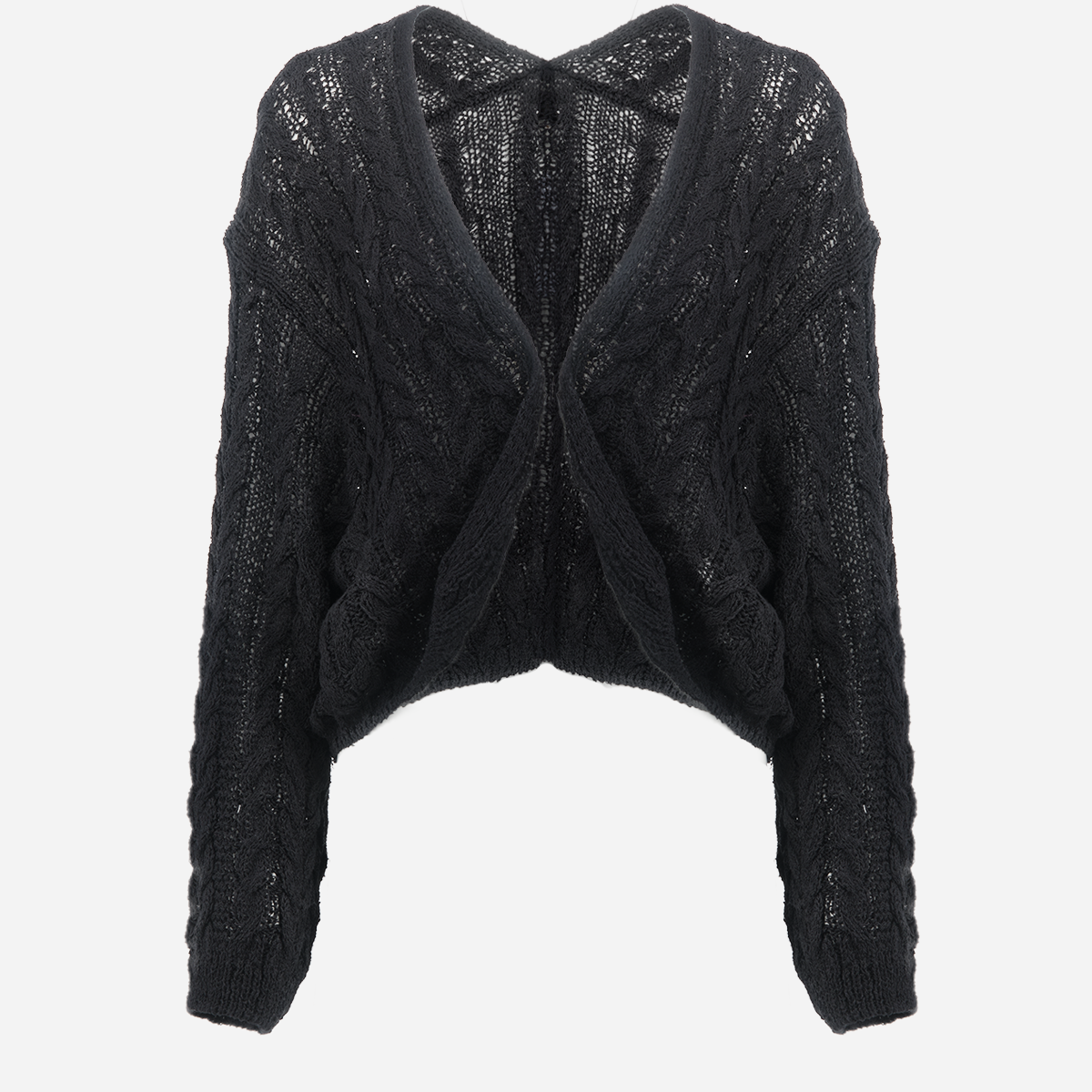 トップス CABLE CARDIGAN abyts 3 black PL03325-