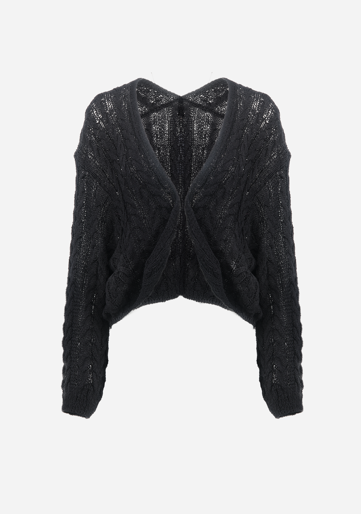 Light Weight Cable Knitted Cardigan Black