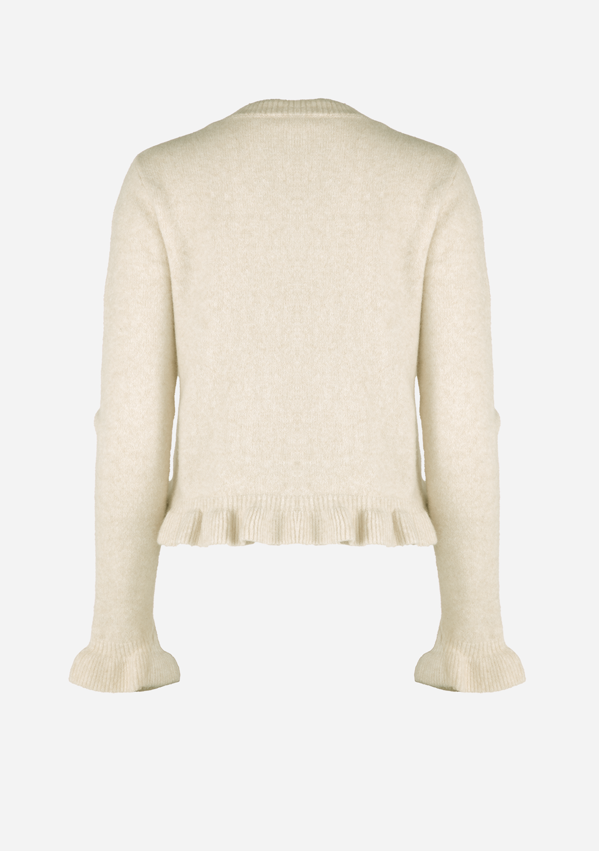 Ruffle Wave Button Knit Cardigan Cream