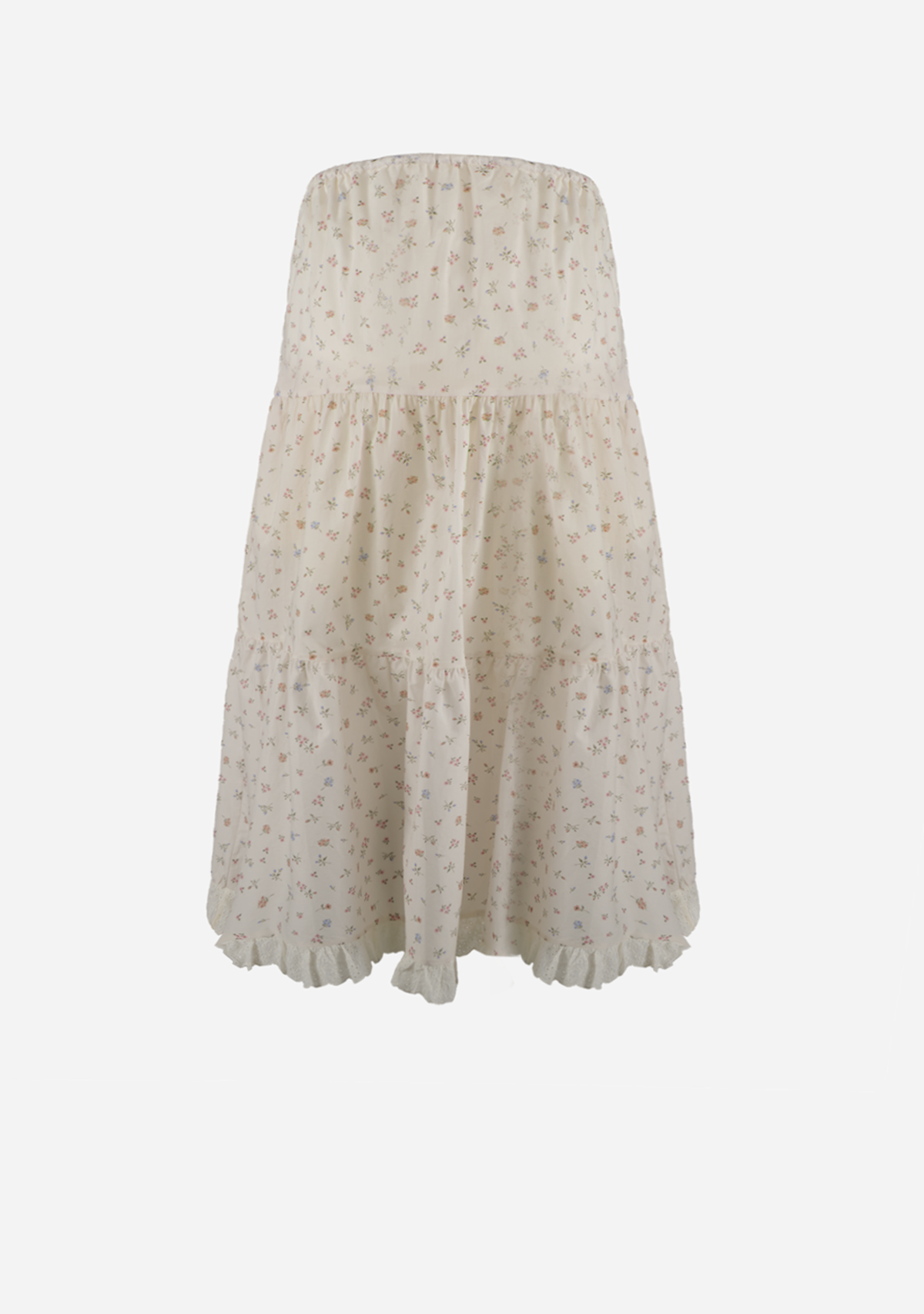 Floral Lace Trim Front Tie Skirt Cream