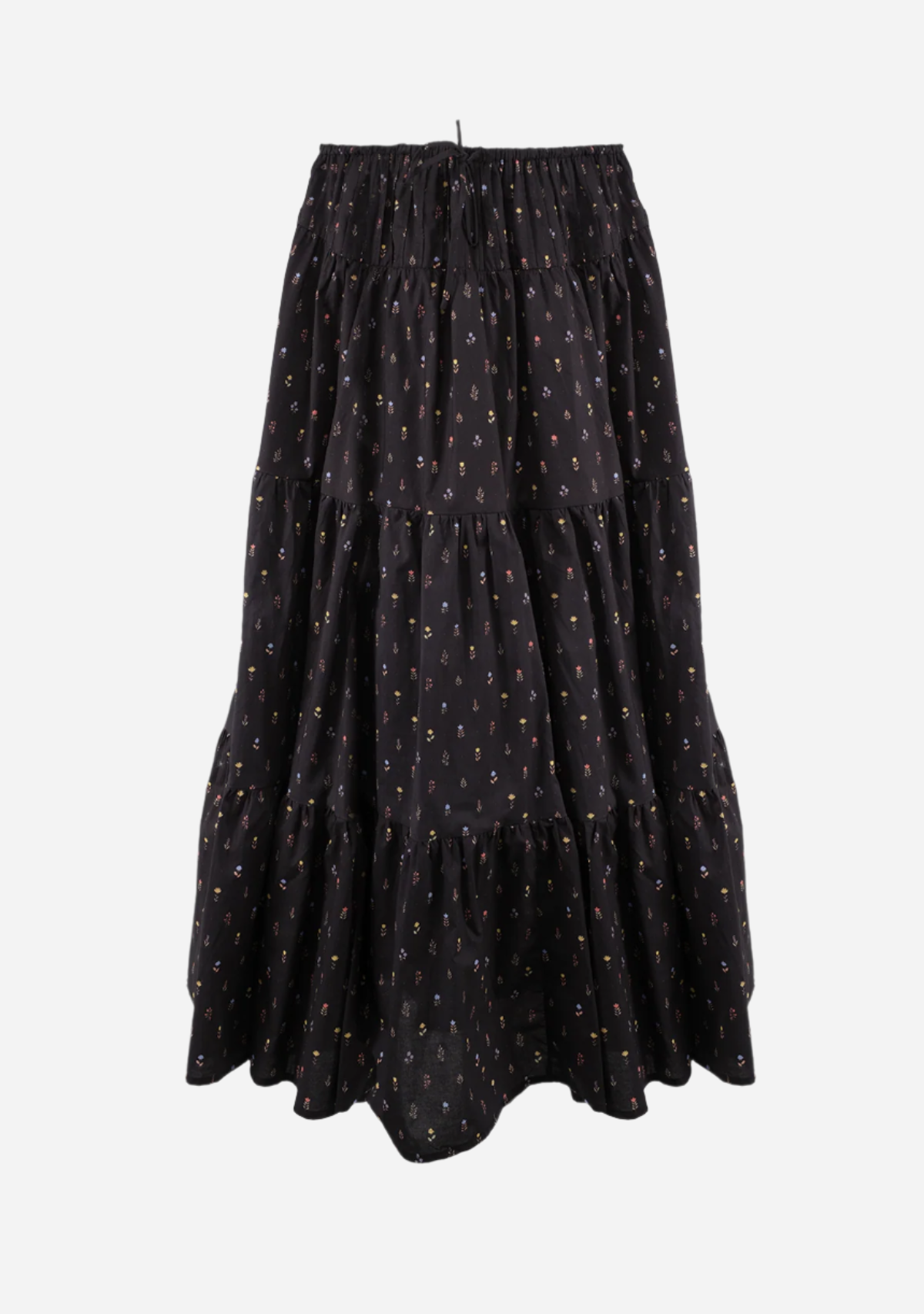 Floral Smocked Skirt Dark Navy