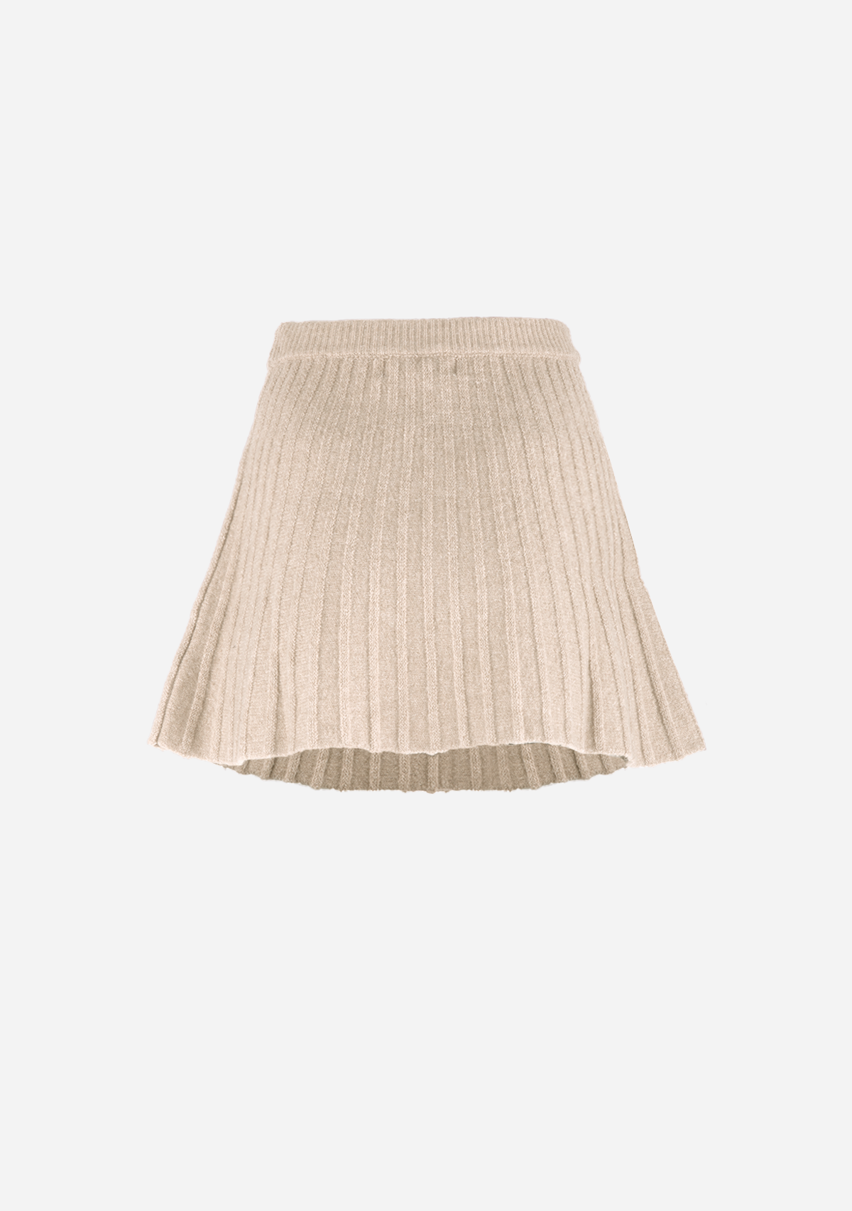 Maude Natural Knit Skirt - Pleated Knit Mini Skirt Natural