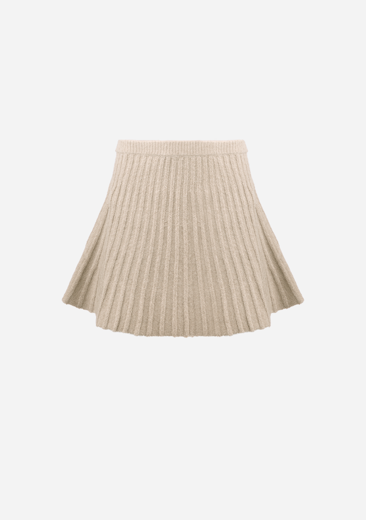 Maude Natural Knit Skirt - Pleated Knit Mini Skirt Natural