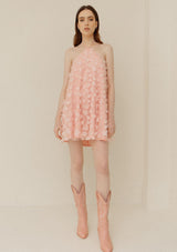 Flower Petal Halter Mini Dress