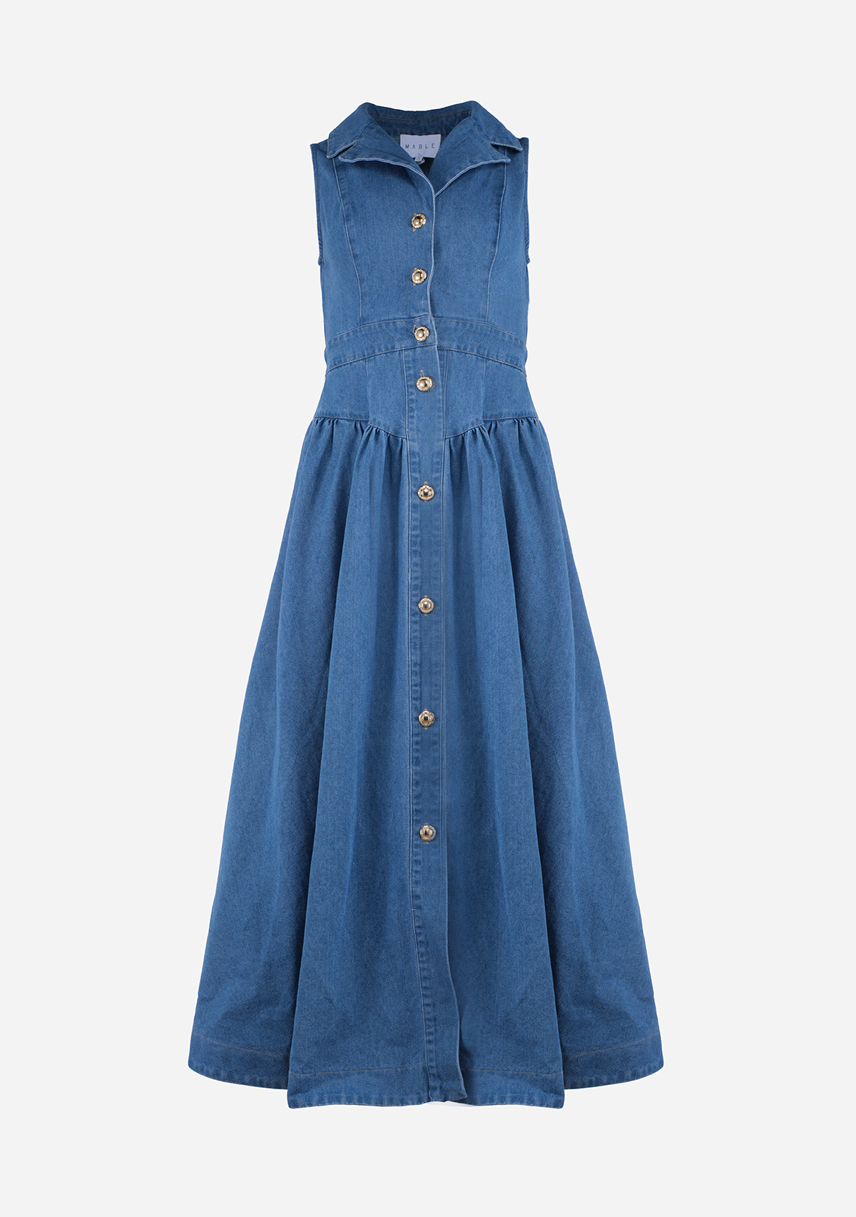 Jacket Collar Denim Midi Dress Denim