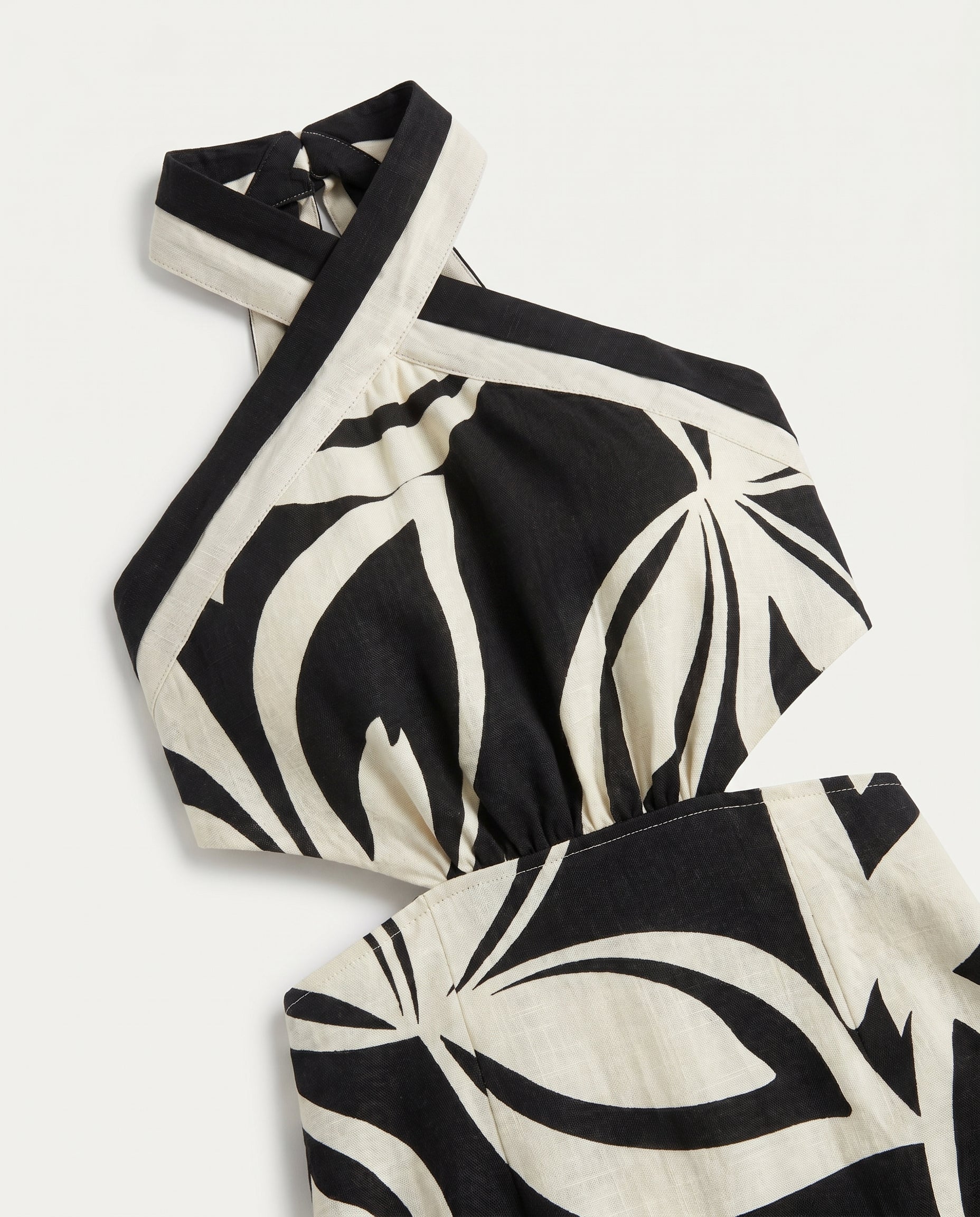 Robe midi imprimée à col halter noire