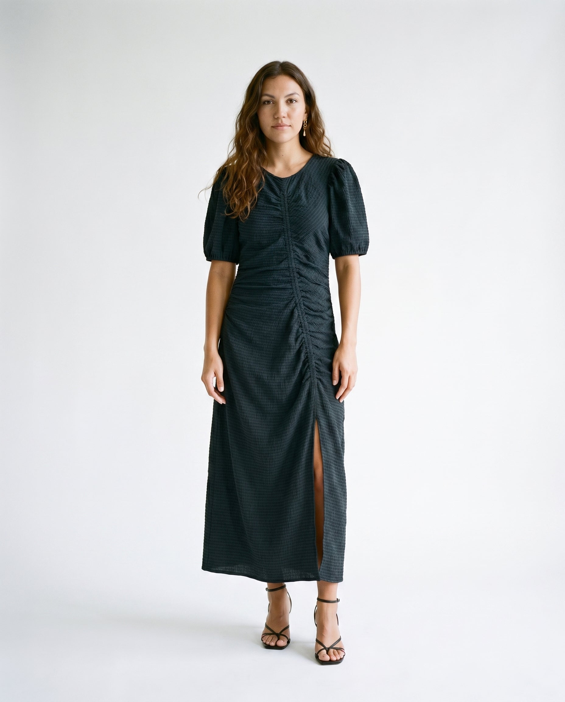 Open Structured Jersey Midi Dress Carbon