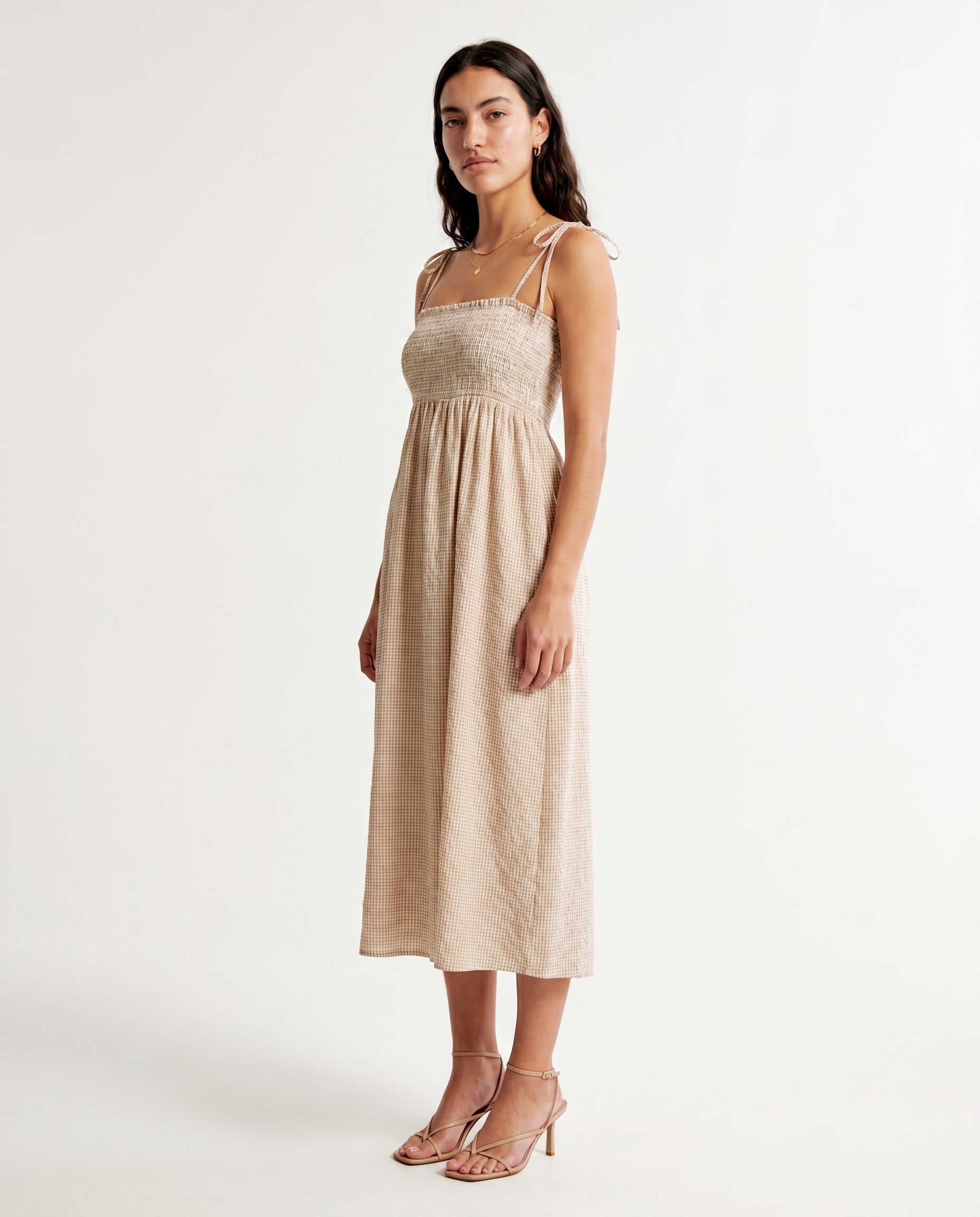 Jx zoe Seersucker Smock Strap Dress Cornstalk White