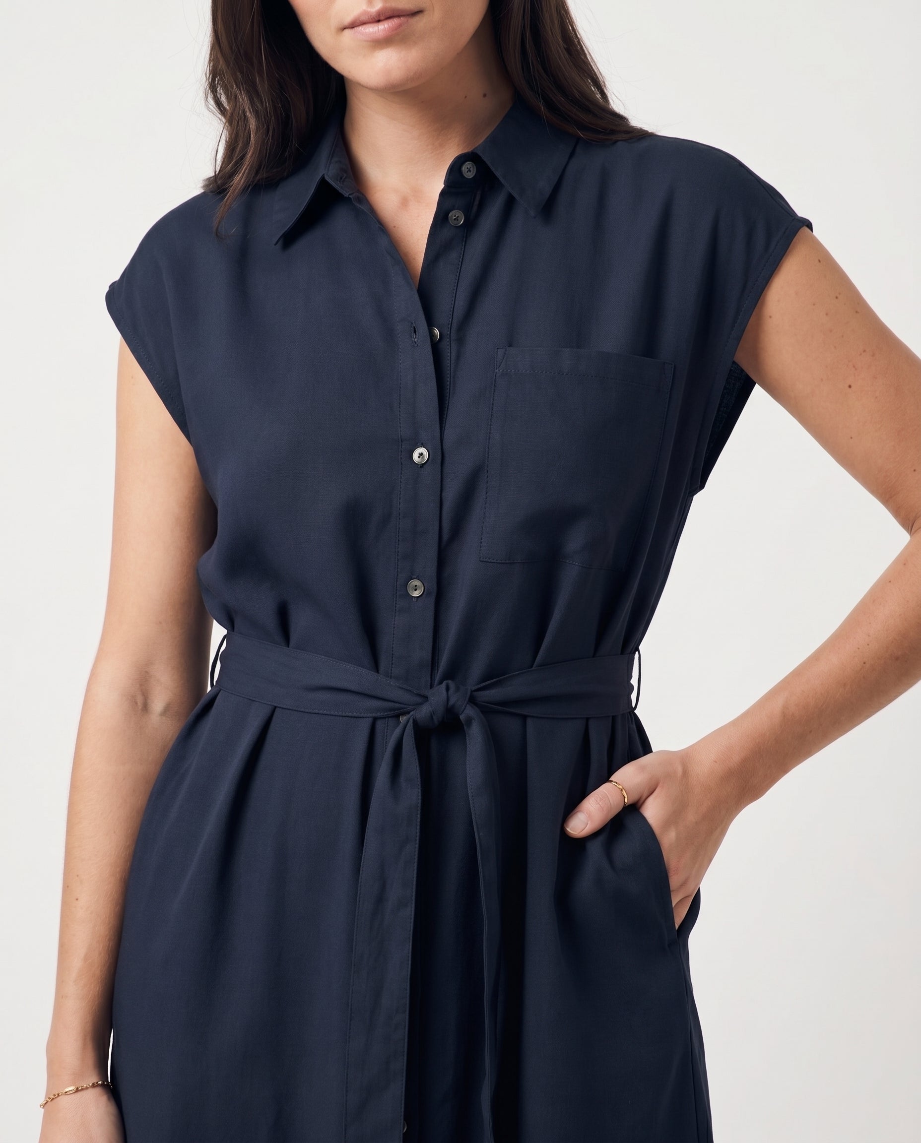 Vm Mymilo  Calf Shirt Dress Navy Blazer