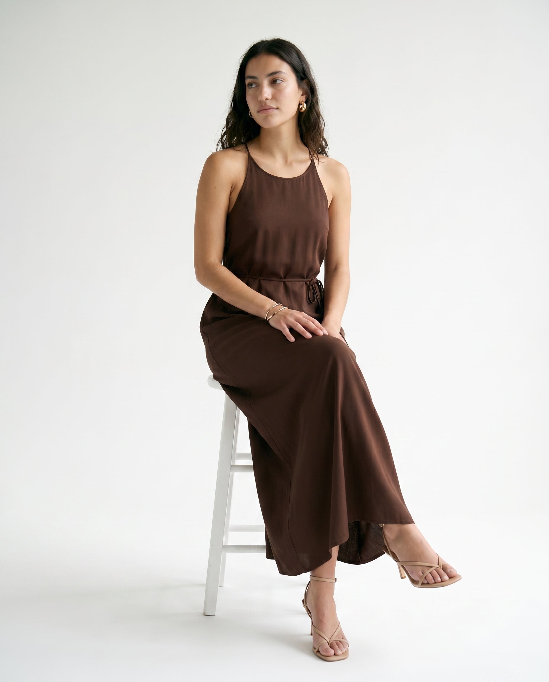 Viscose Maxi Cami Wrap Dress Hot Fudge