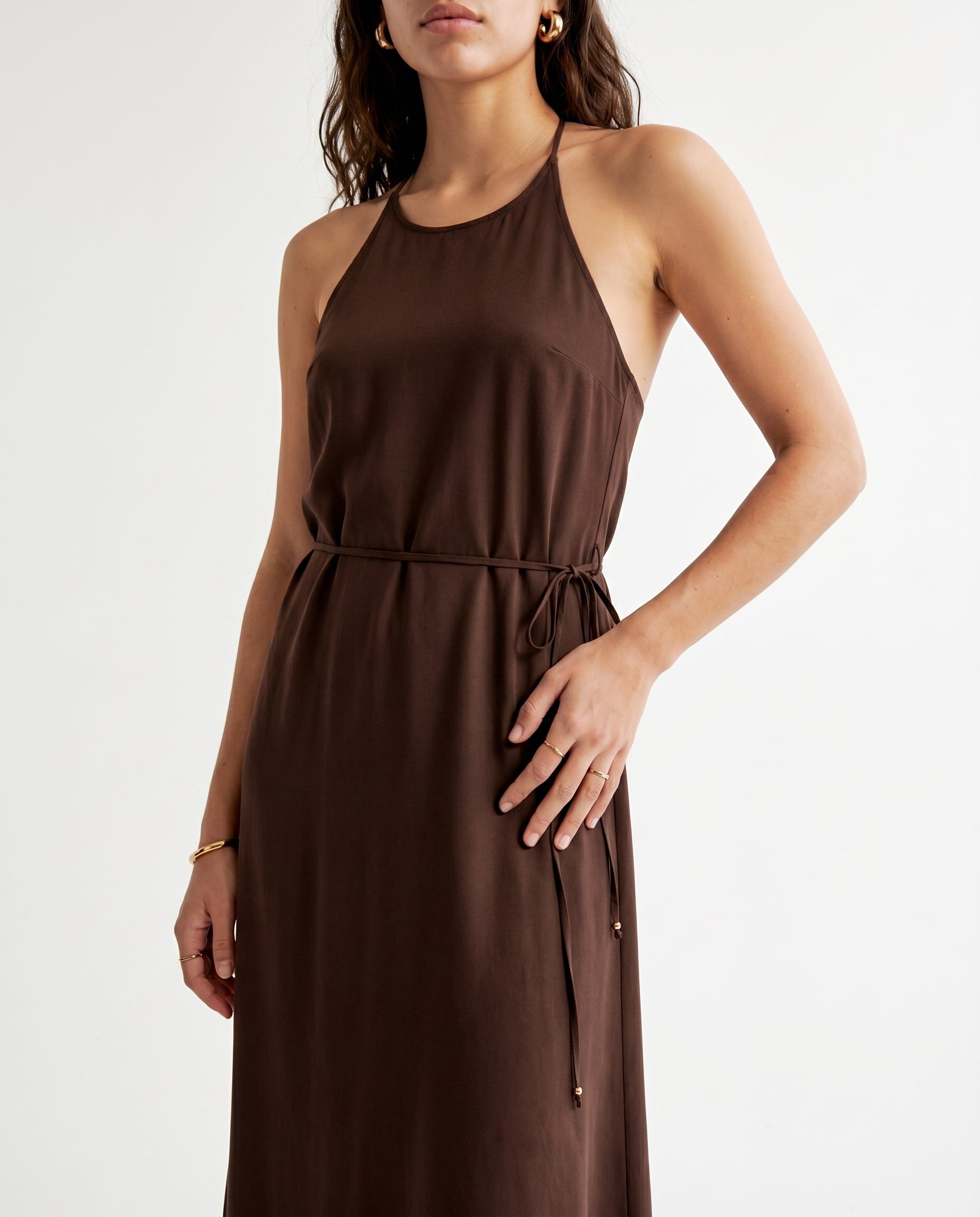 Viscose Maxi Cami Wrap Dress Hot Fudge