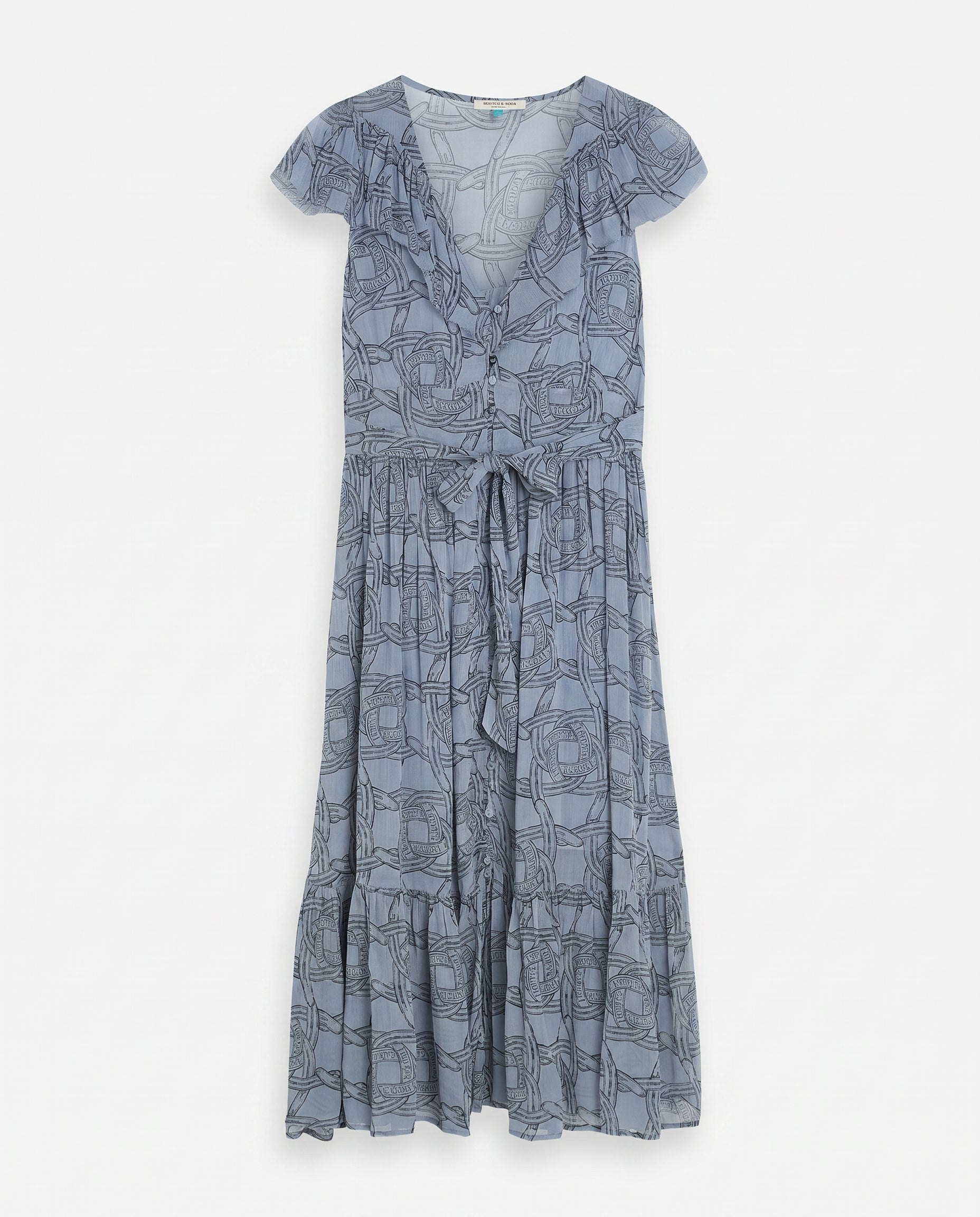 Robe midi de jour en mousseline imprimée, motif fer à cheval infini