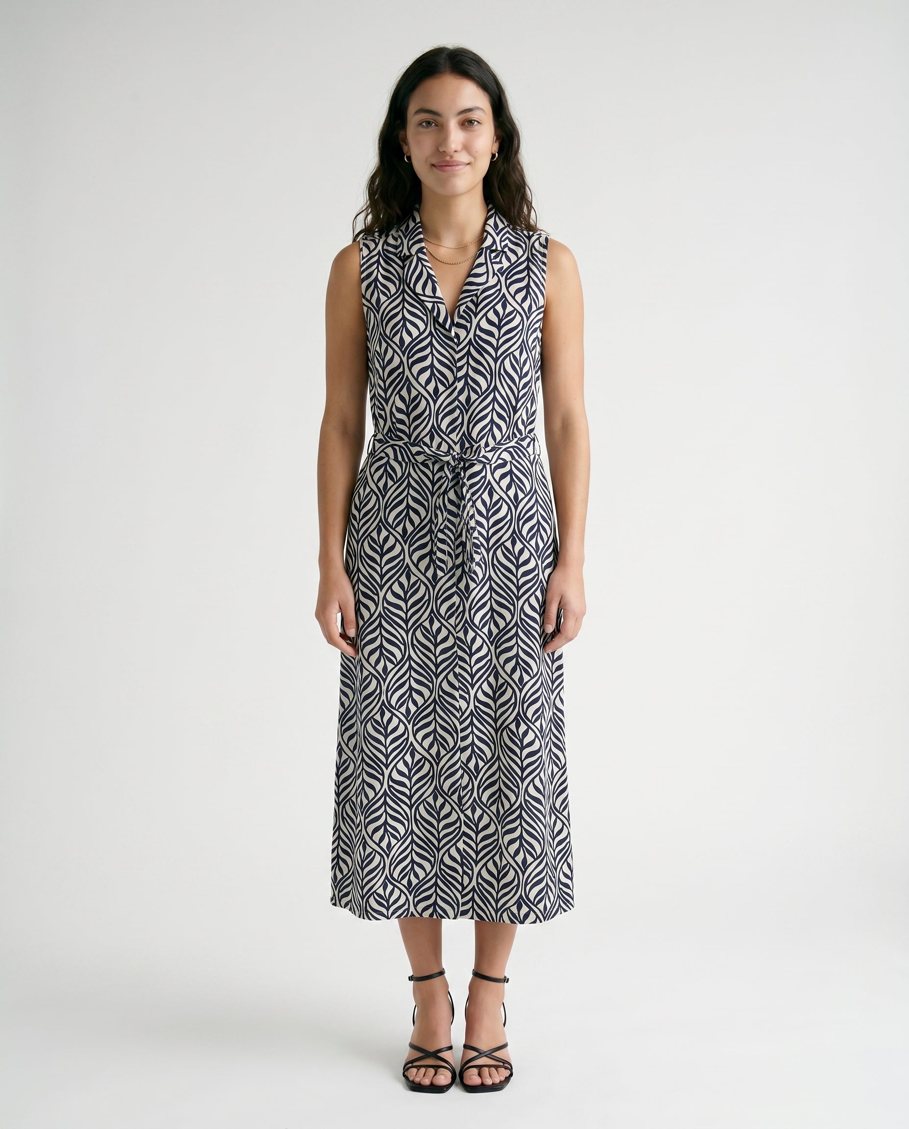 Vmjosie Sl V-Neck 7/8 Dress Birch Navy Blaze Bonnie