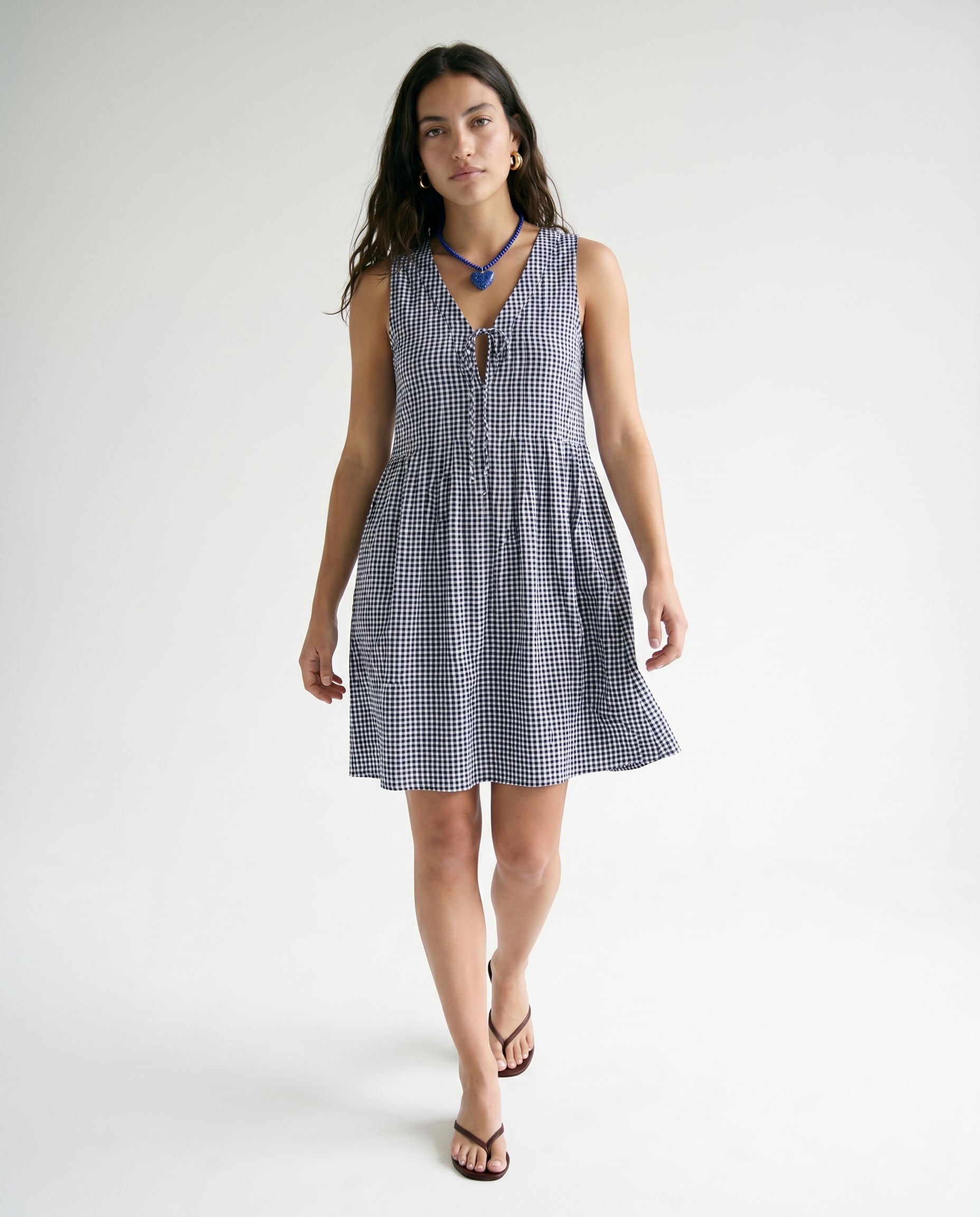 Zoey Mini Dress Navy Gingham