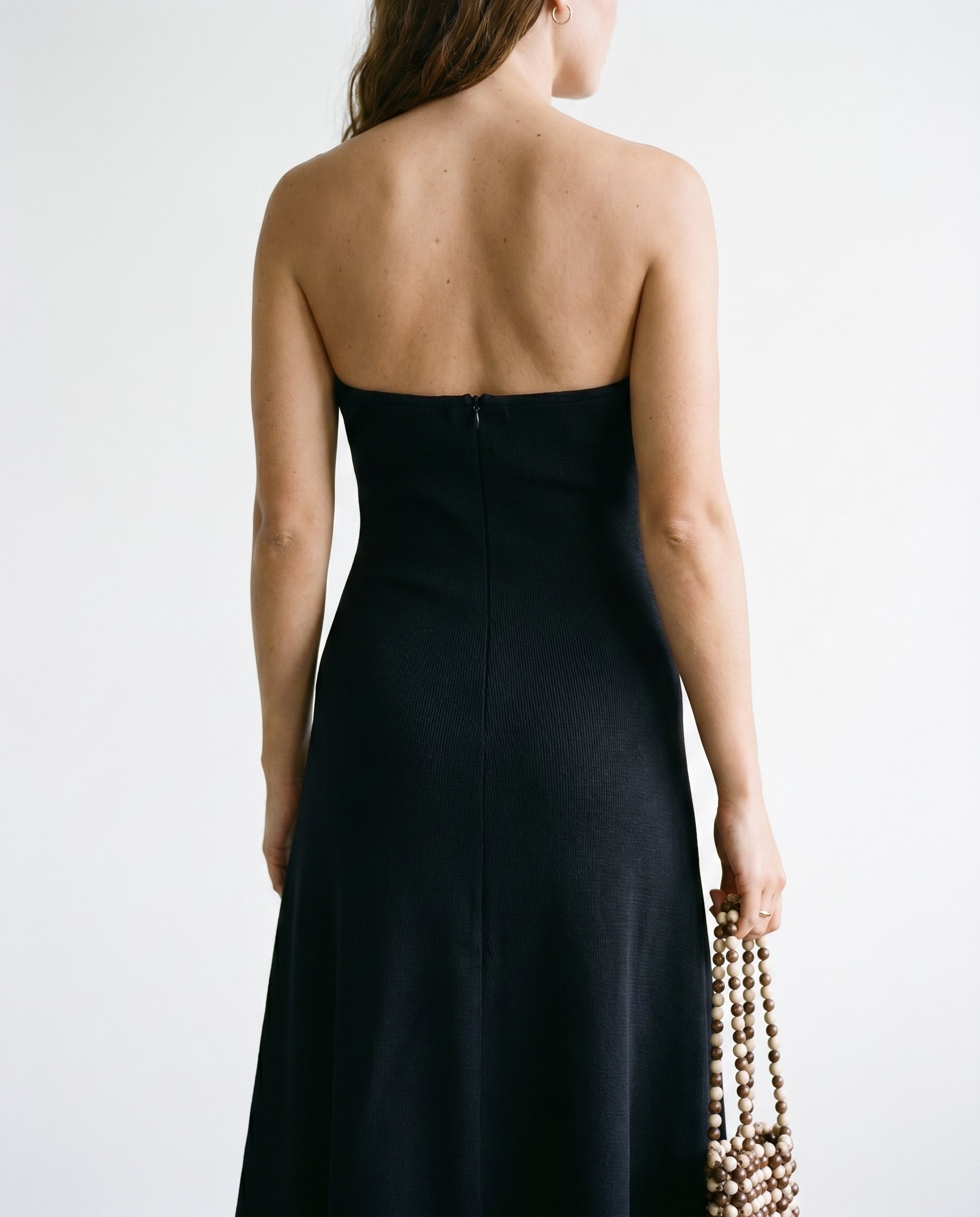 Robe midi dos nu noire