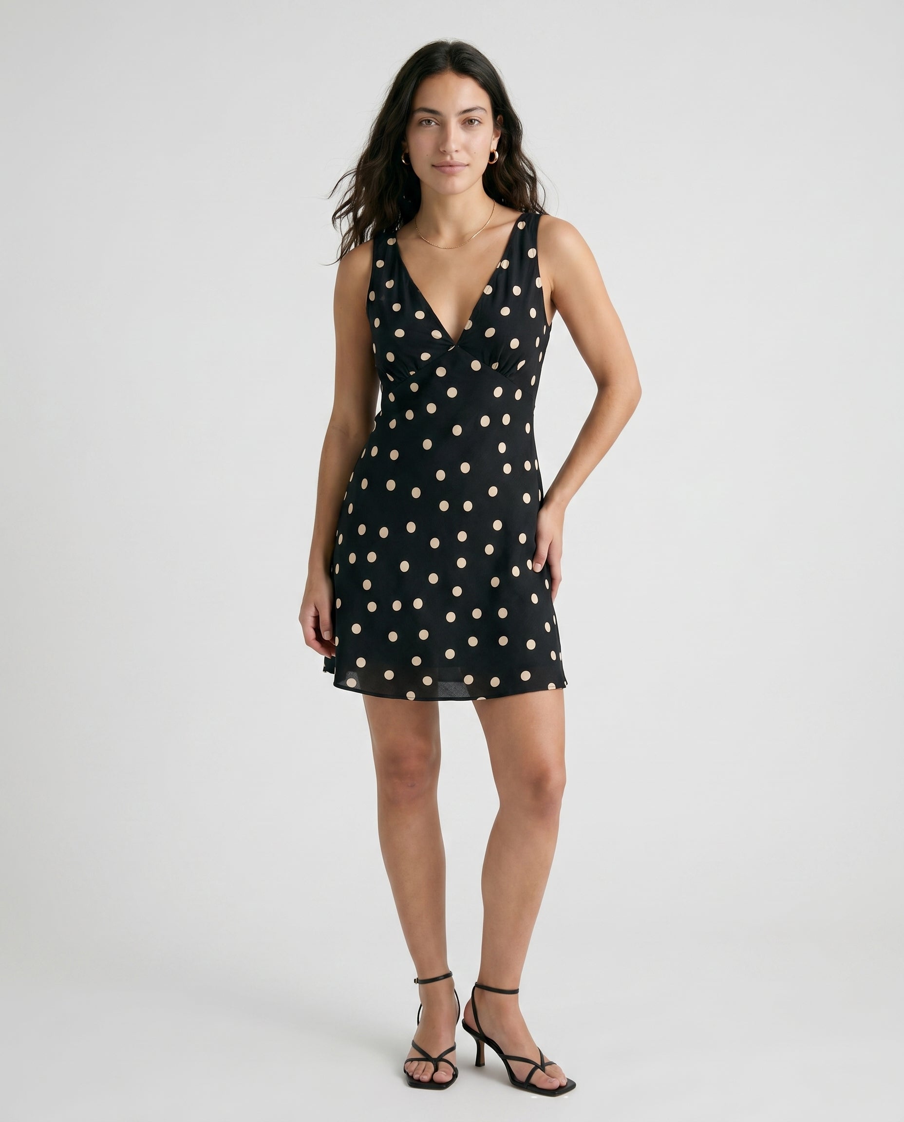 Polka Dot Mini Dress Black/Ivory