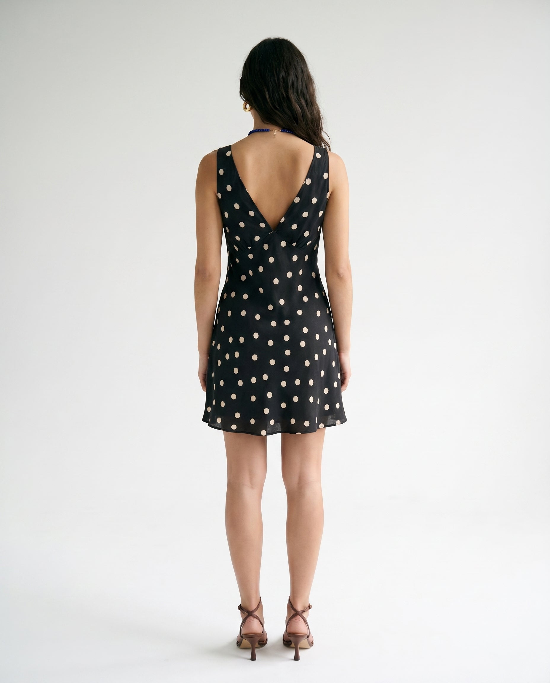 Polka Dot Mini Dress Black/Ivory