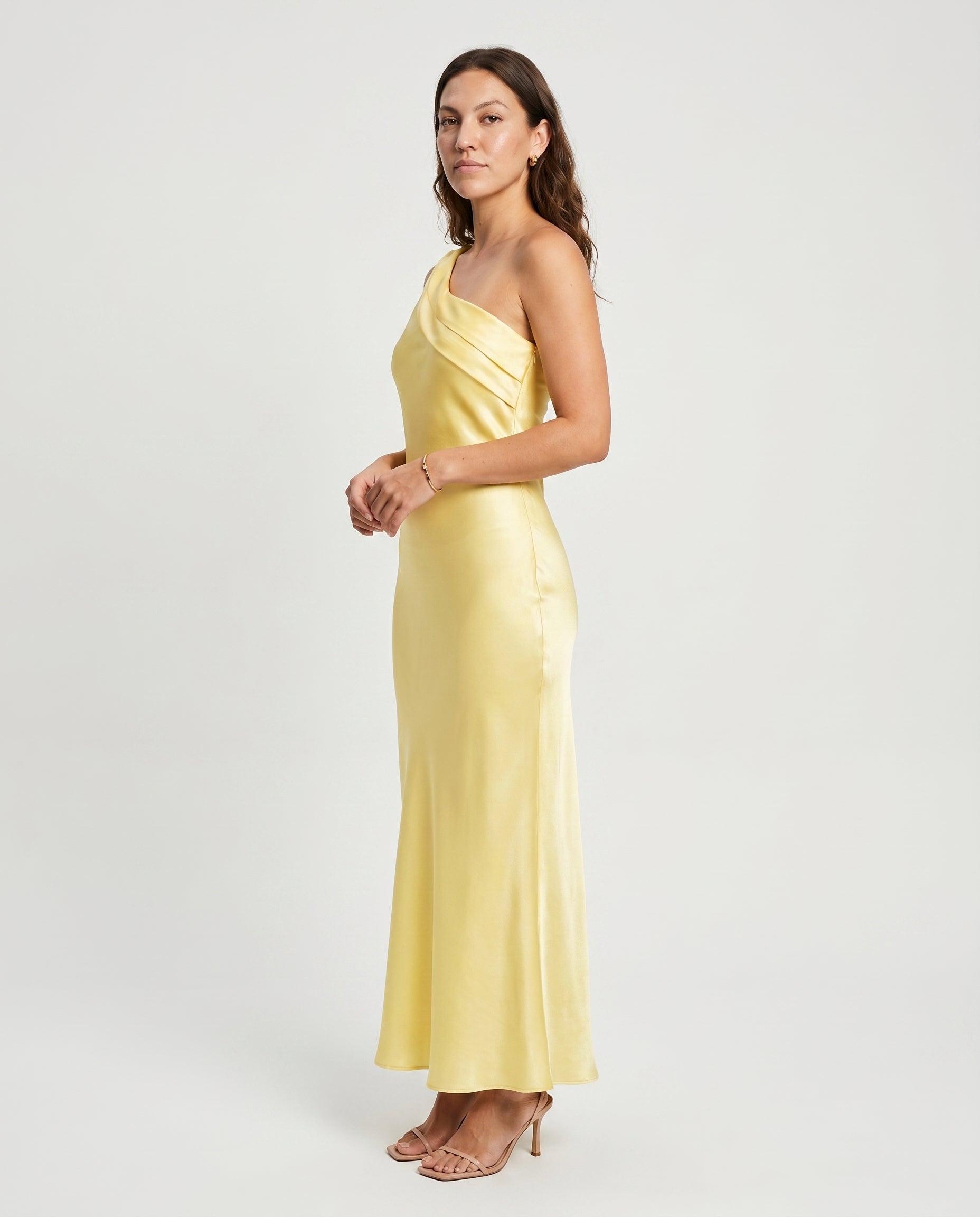 One Shoulder Satin Maxi Dress BUTTER