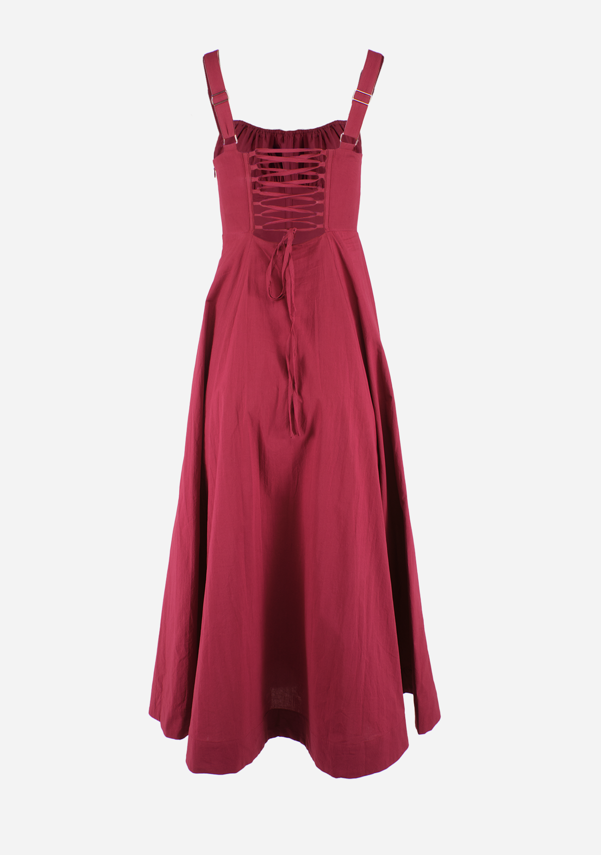Bustier Bodice Midi Dress Burgundy