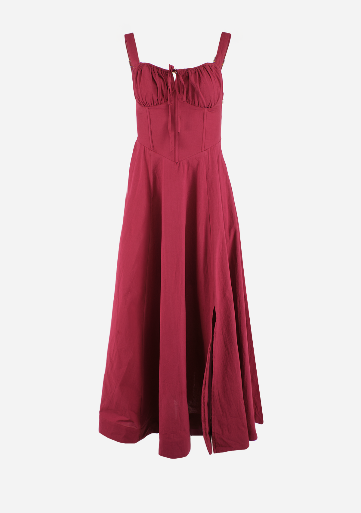 Bustier Bodice Midi Dress Burgundy