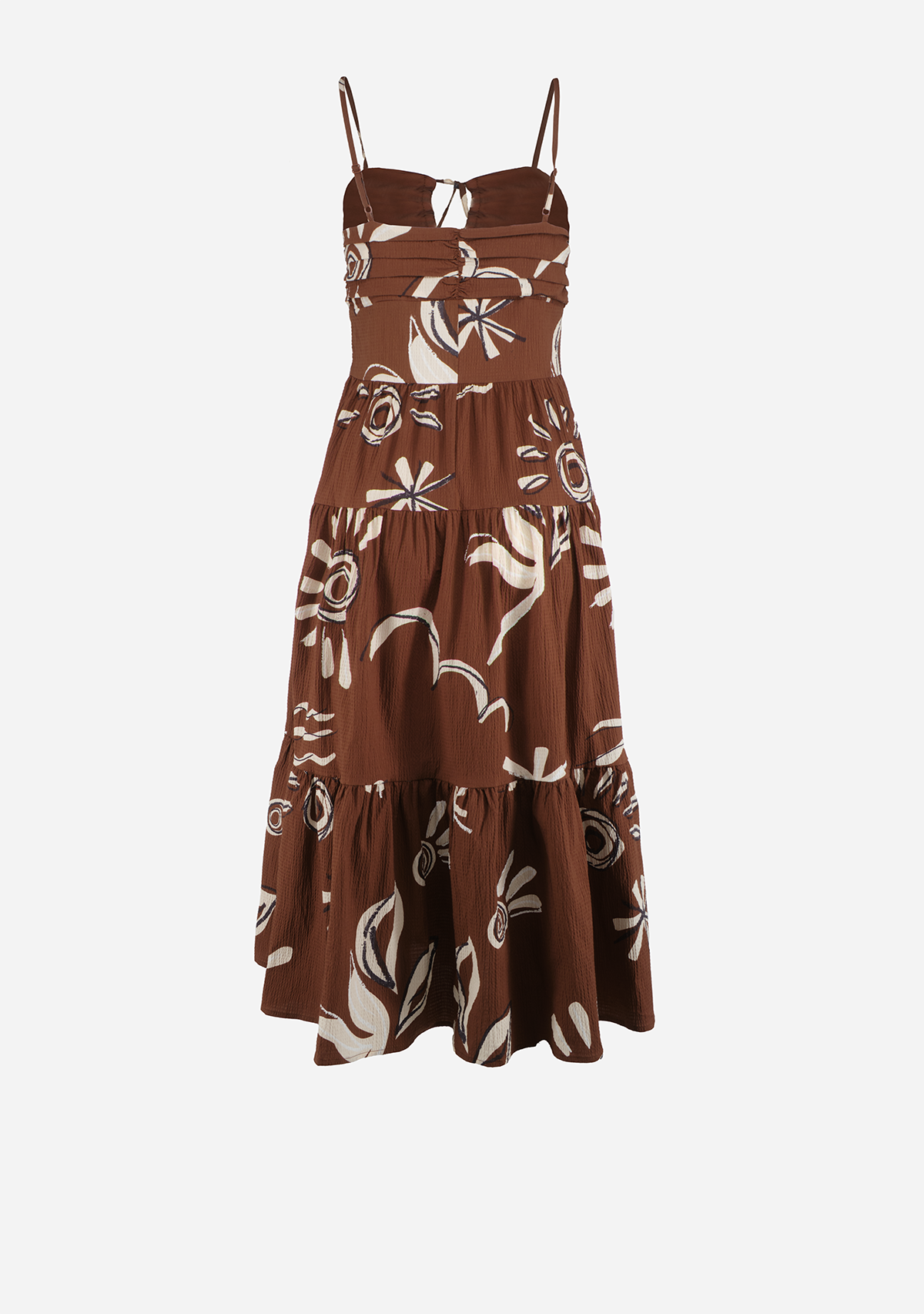Cotton Seersucker Midi Dress Inky Sun Brown