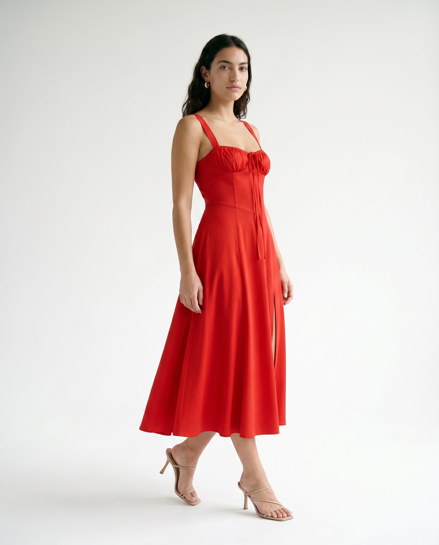 Robe corsetée Heaven Sent, bustier cœur, rouge