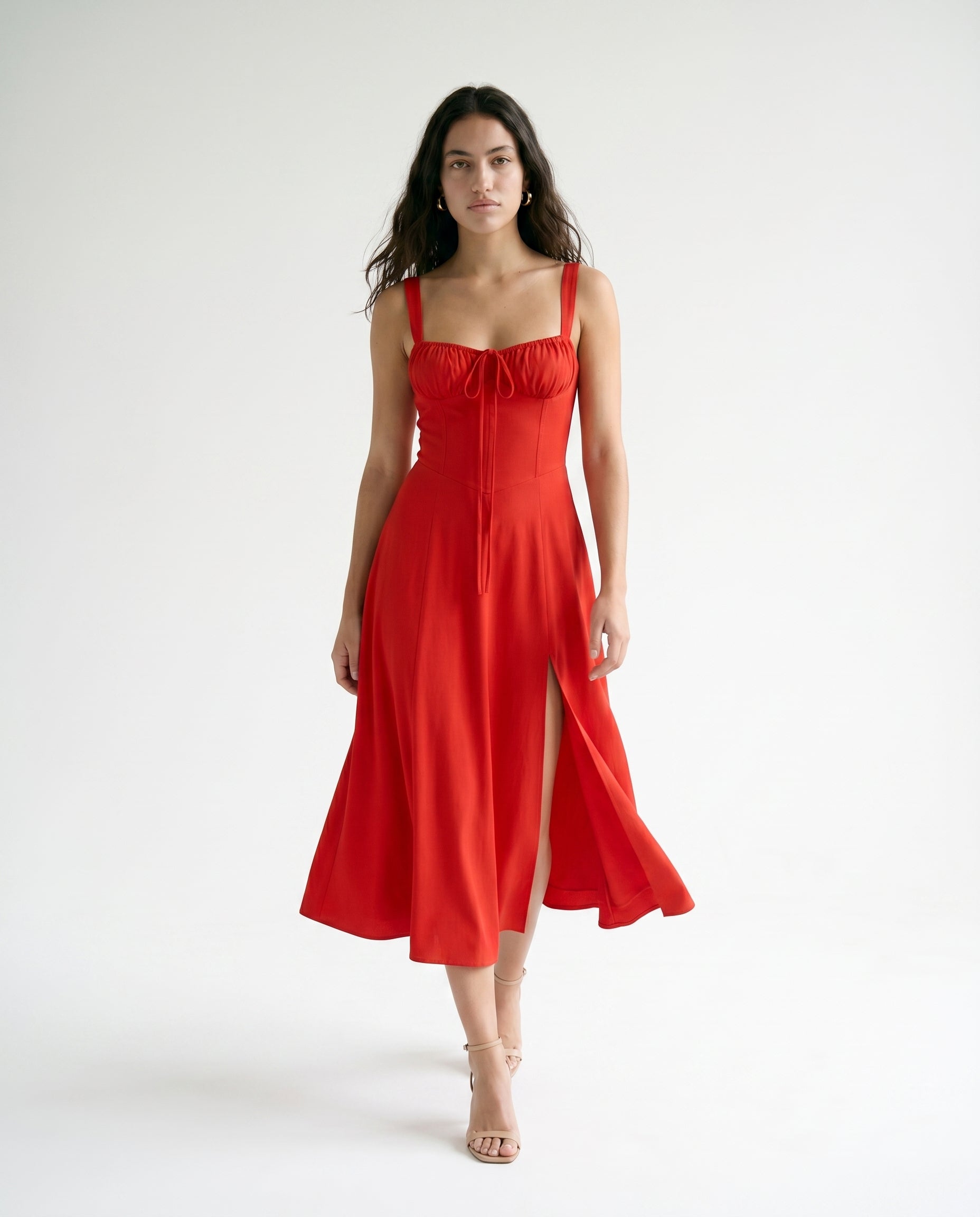 Robe corsetée Heaven Sent, bustier cœur, rouge