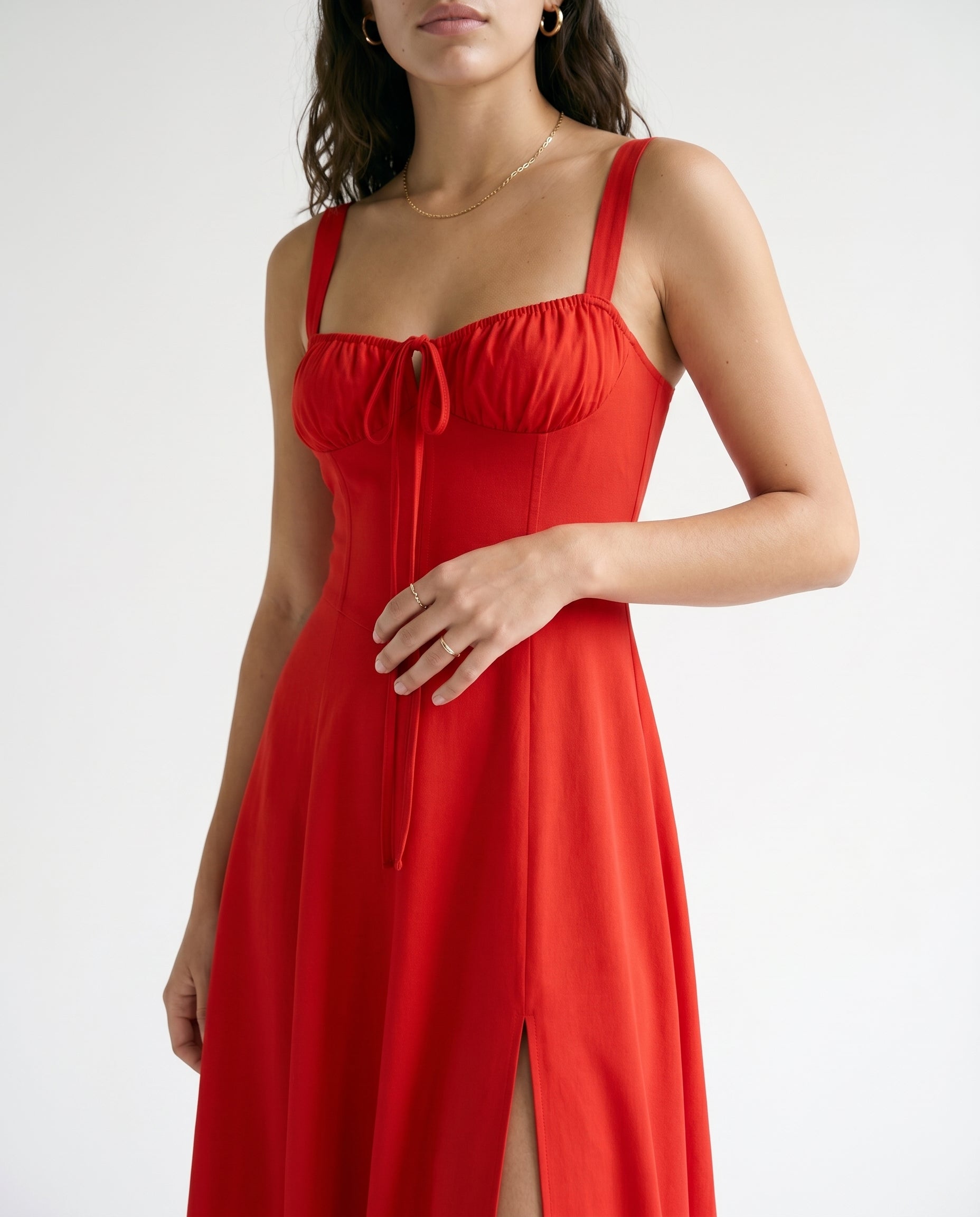 Robe corsetée Heaven Sent, bustier cœur, rouge