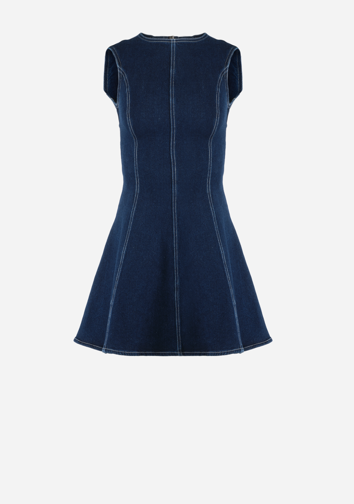 Denim Backless a Line Mini Dress Dark Denim