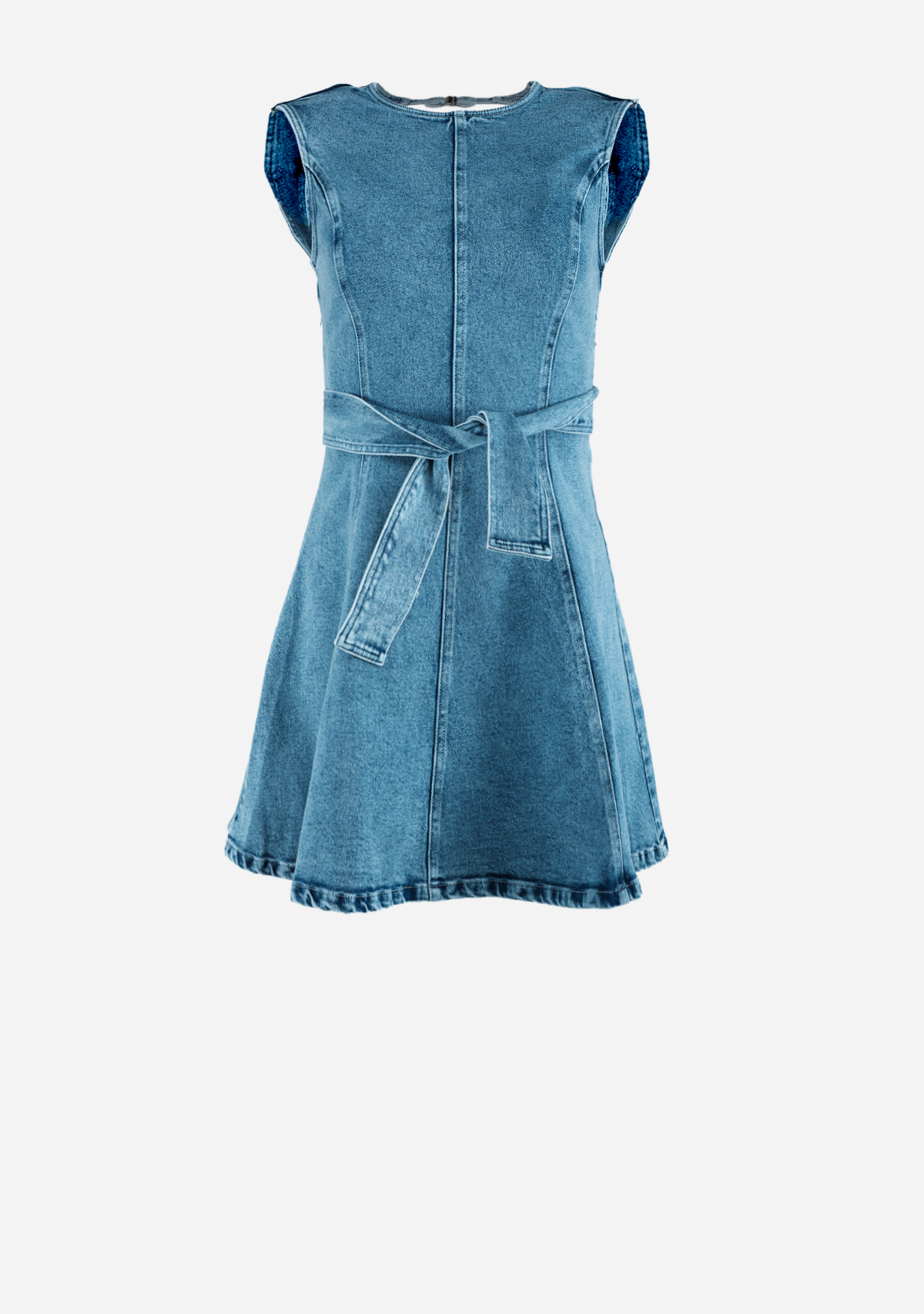 Denim Backless a Line Mini Dress Light Denim