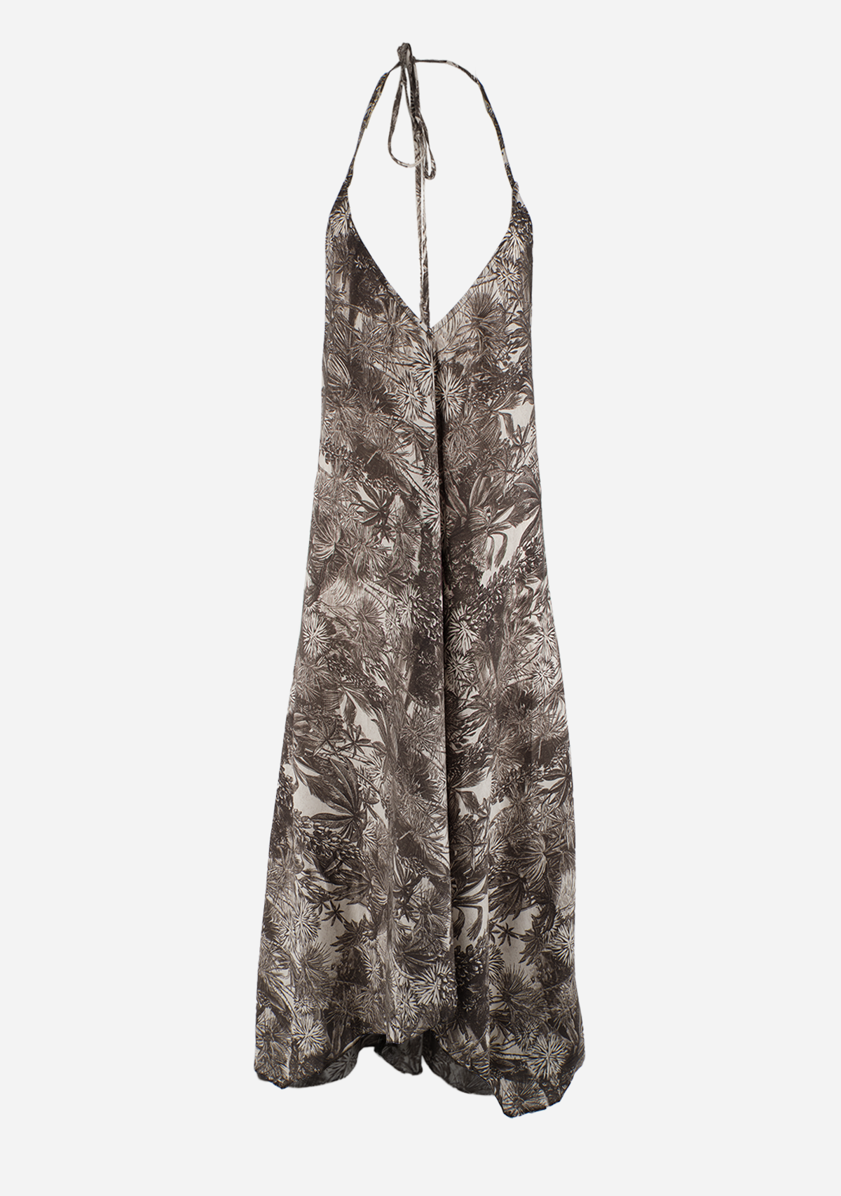 Halter Back Cross Strap Detailing Cover Up Midi Dress Sand/Olive
