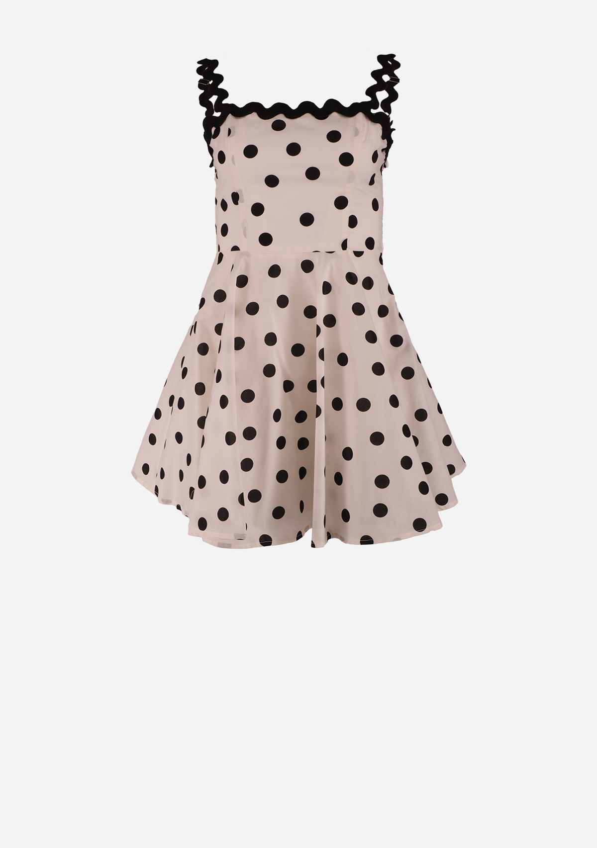 Rick Rack Trim Polka Dot Mini Dress Cream