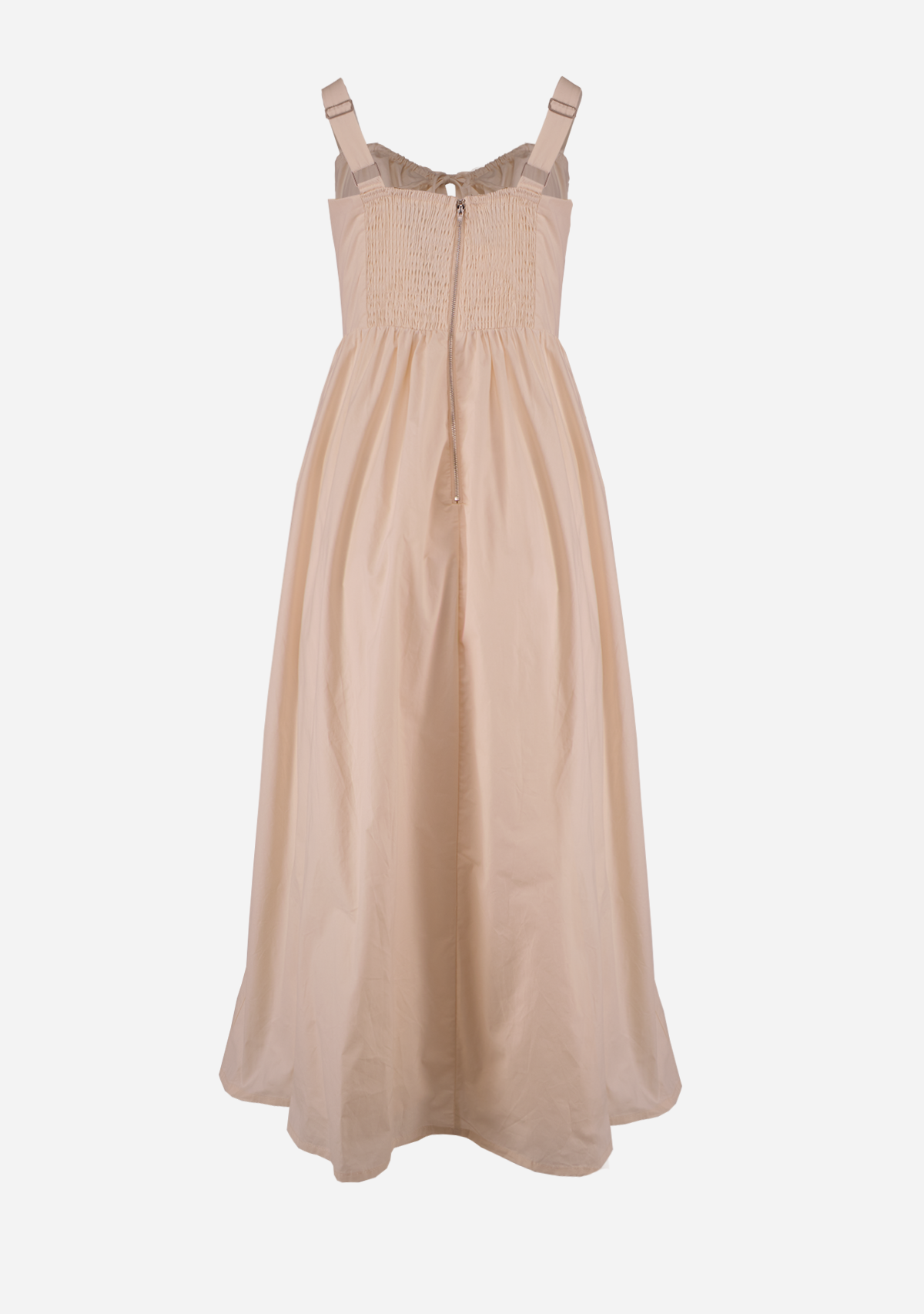 Poplin Wired Front Ribbon Maxi Dress Cream