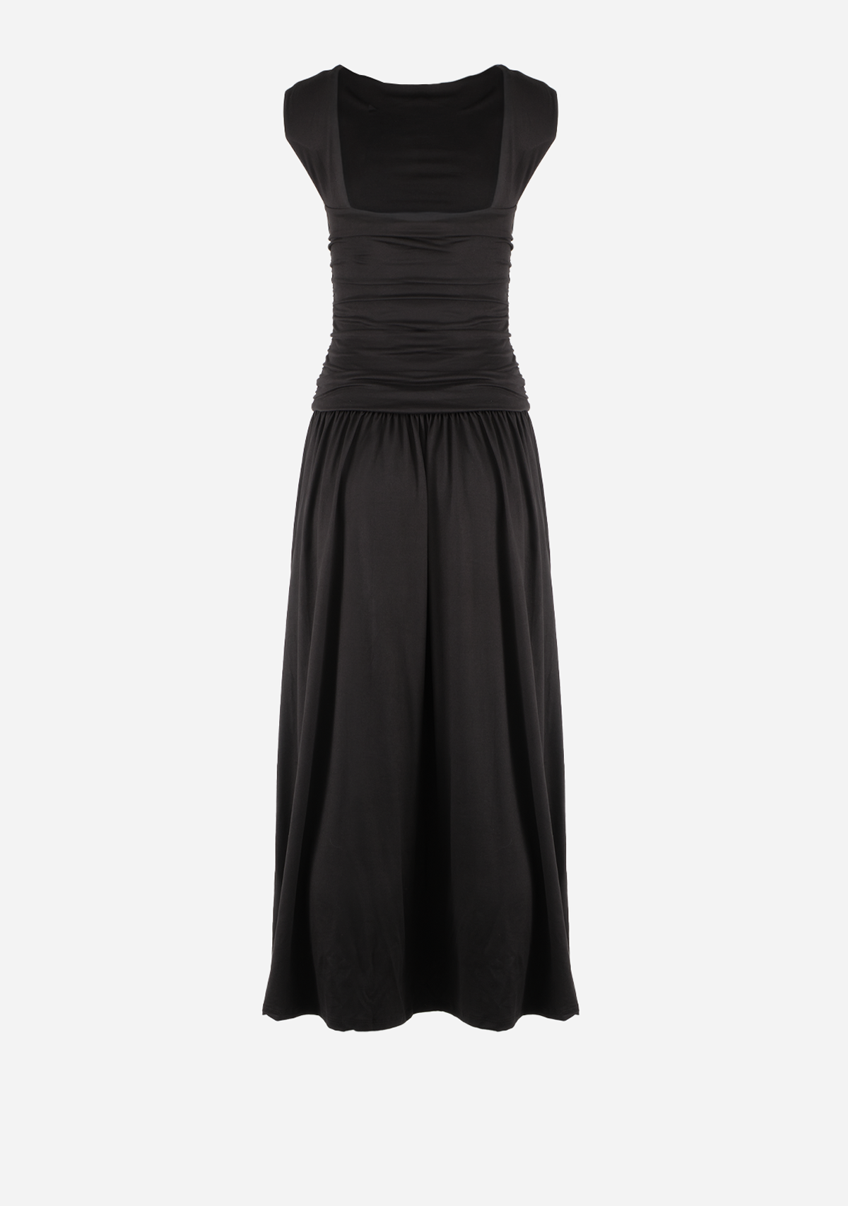 Lionel Ruched Maxi Dress in Black
