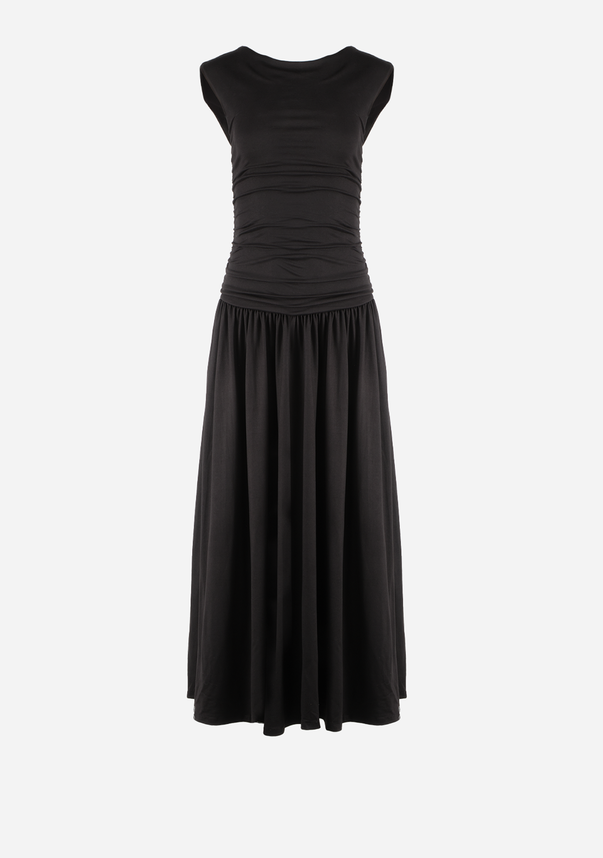 Lionel Ruched Maxi Dress in Black