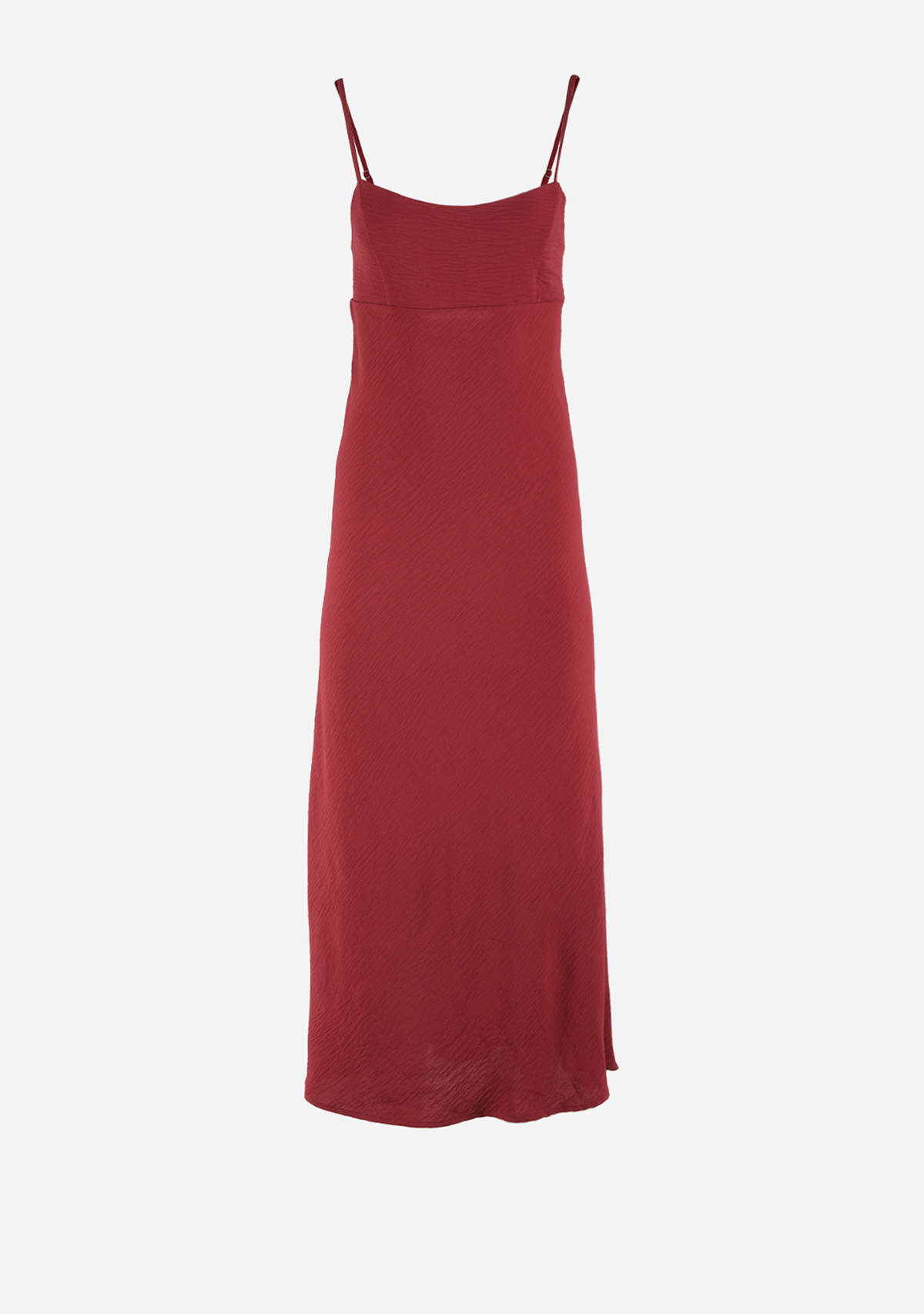 Solid Elastic Back Detail Midi Dress Brick